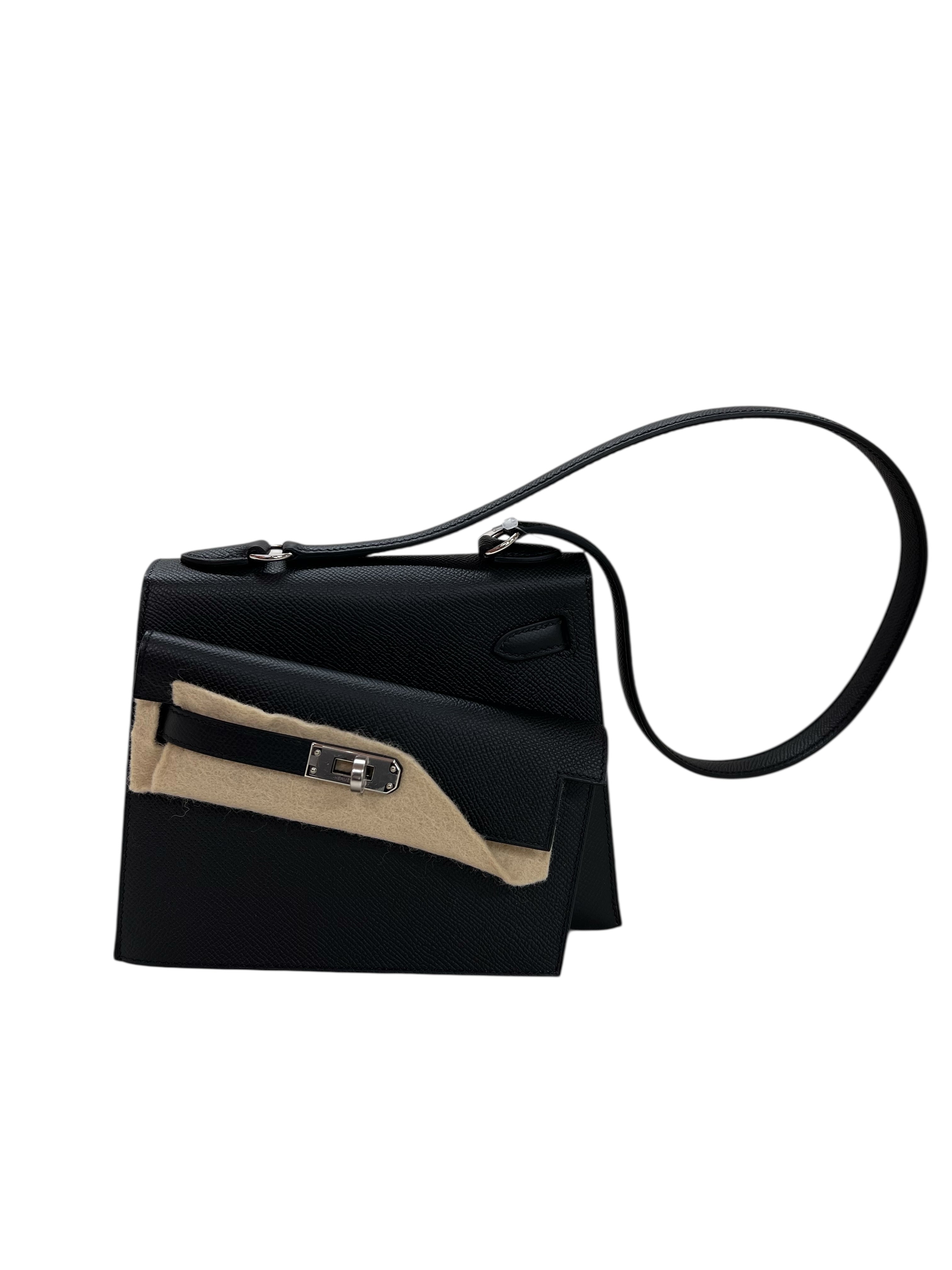 Hermès Hermes Mini Kelly Desorder Black Epsom PHW #W SKCJB-290182