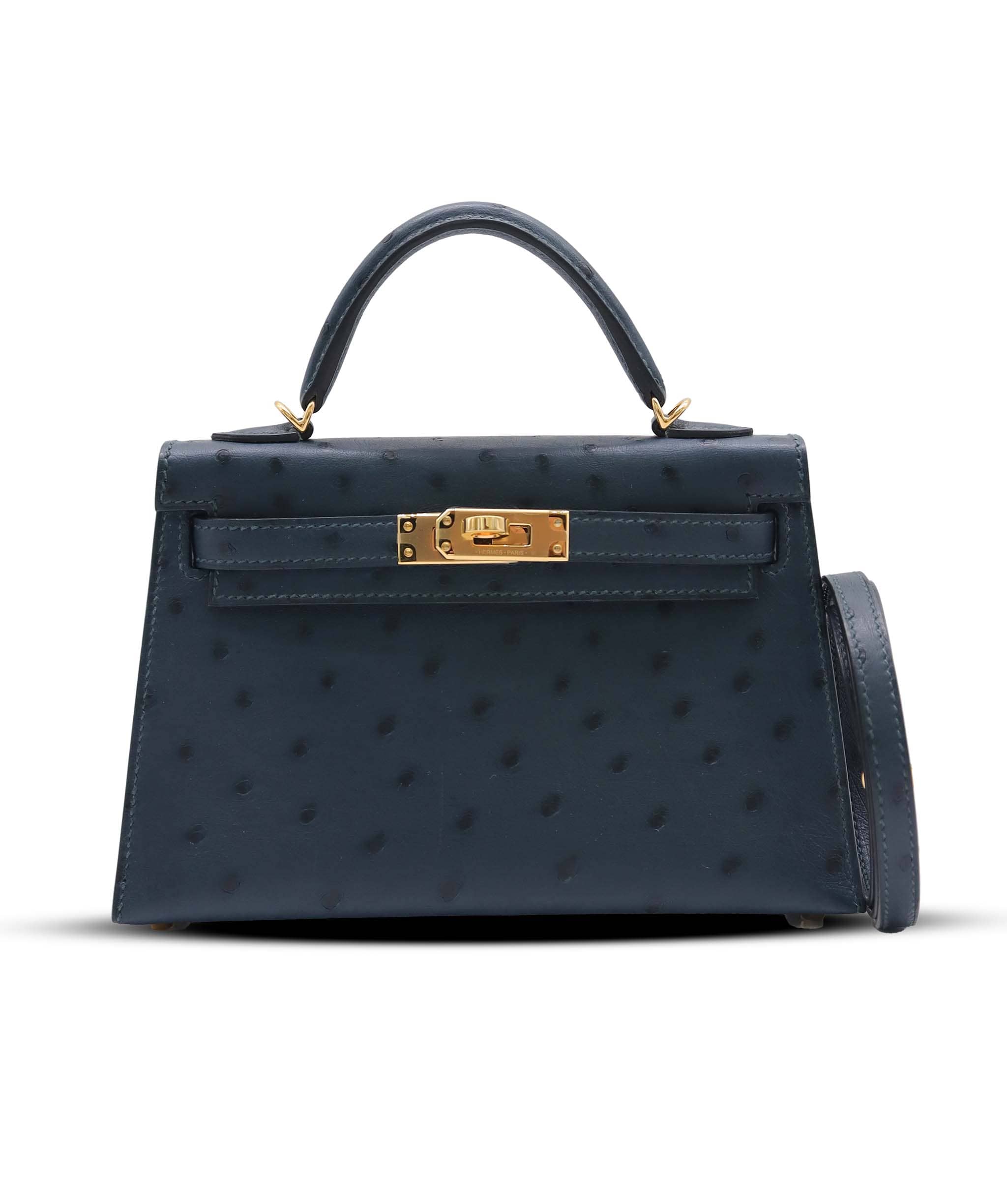 Hermes HERMES MINI KELLY VERT MANGROVE OSTRICH ASC7289