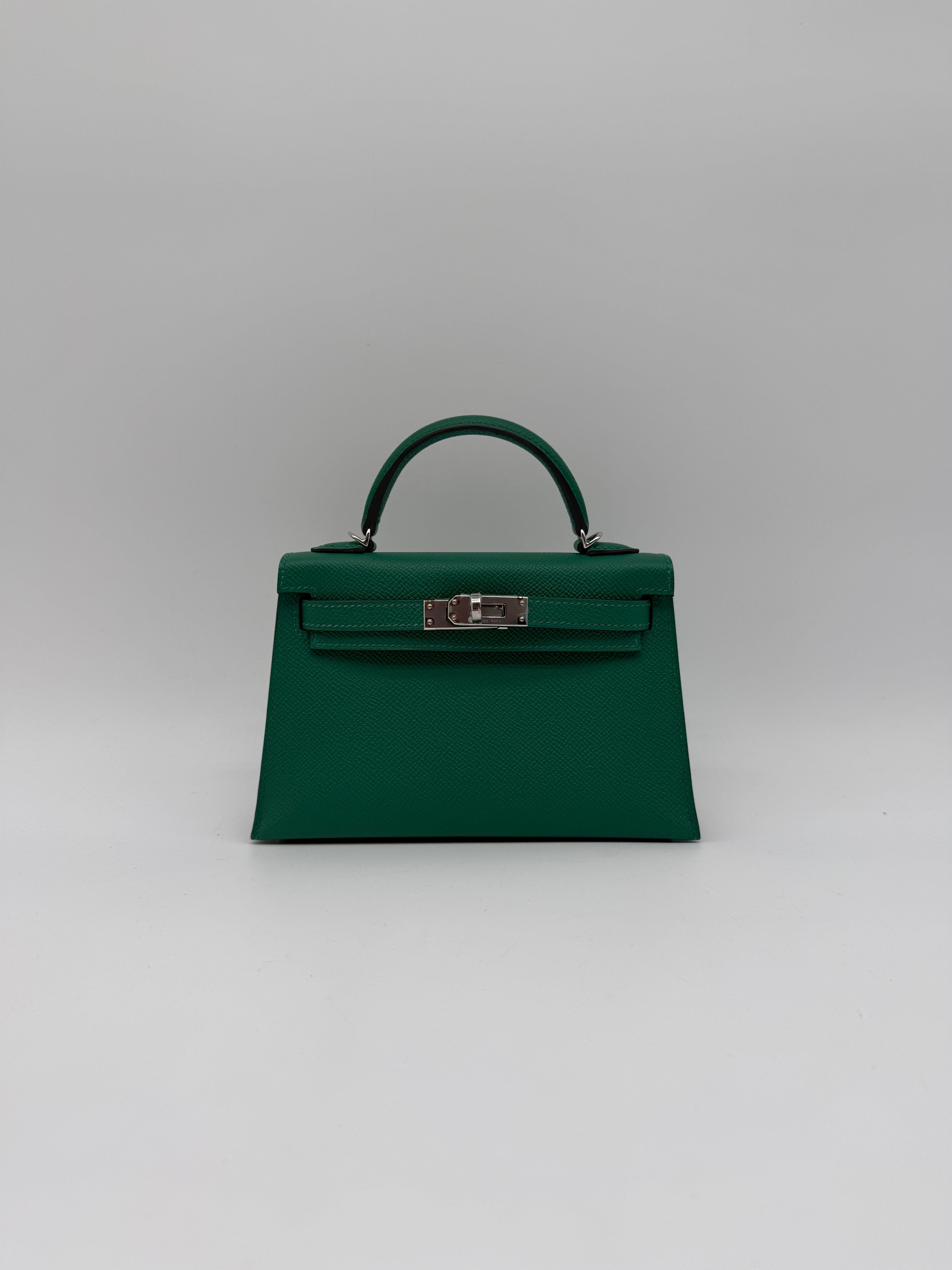Hermès Hermès Mini Kelly Vert Vertigo Epsom Palladium Hardware (with 2 strap)