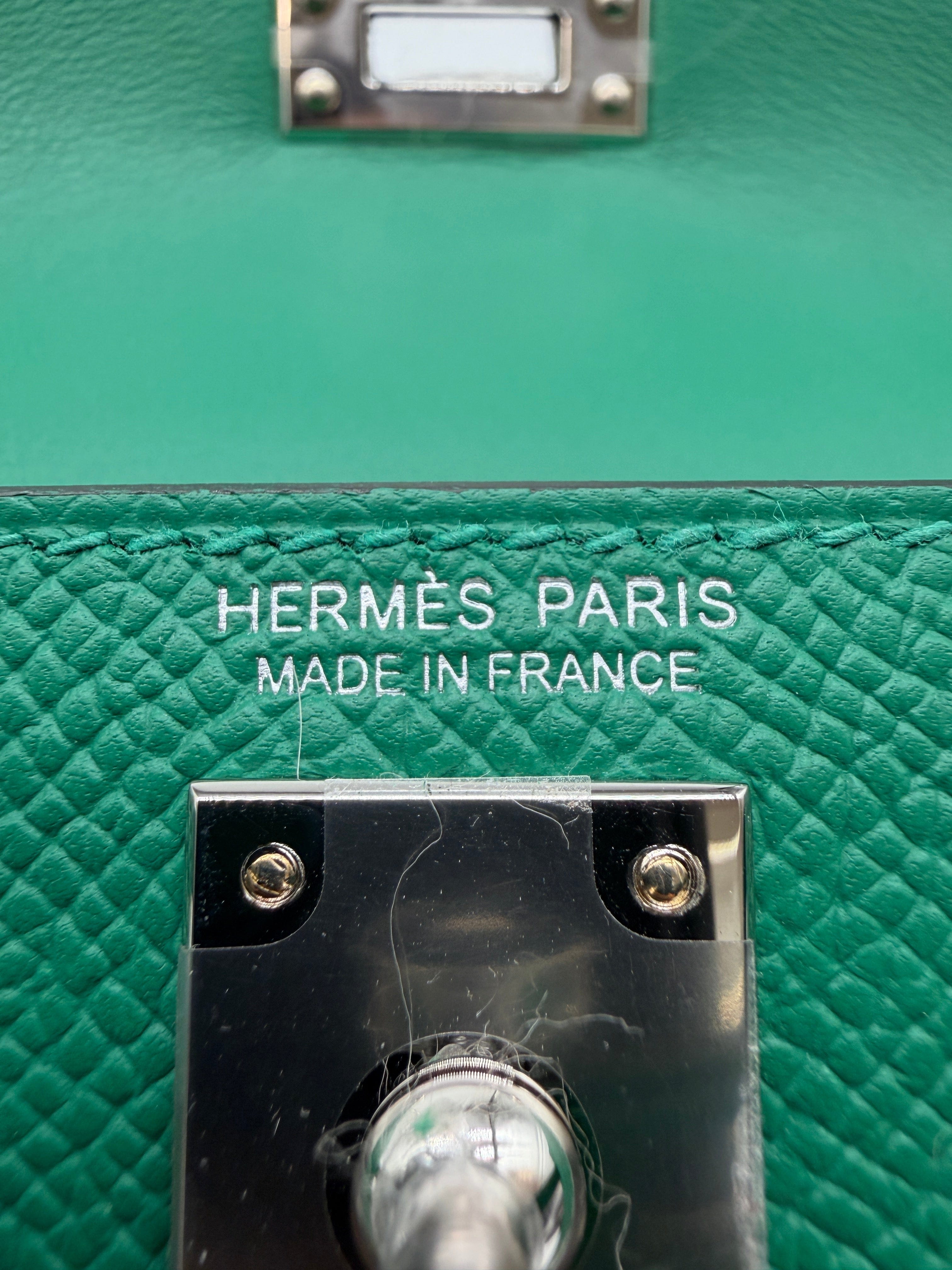 Hermès Hermès Mini Kelly Vert Vertigo Epsom Palladium Hardware (with 2 strap)