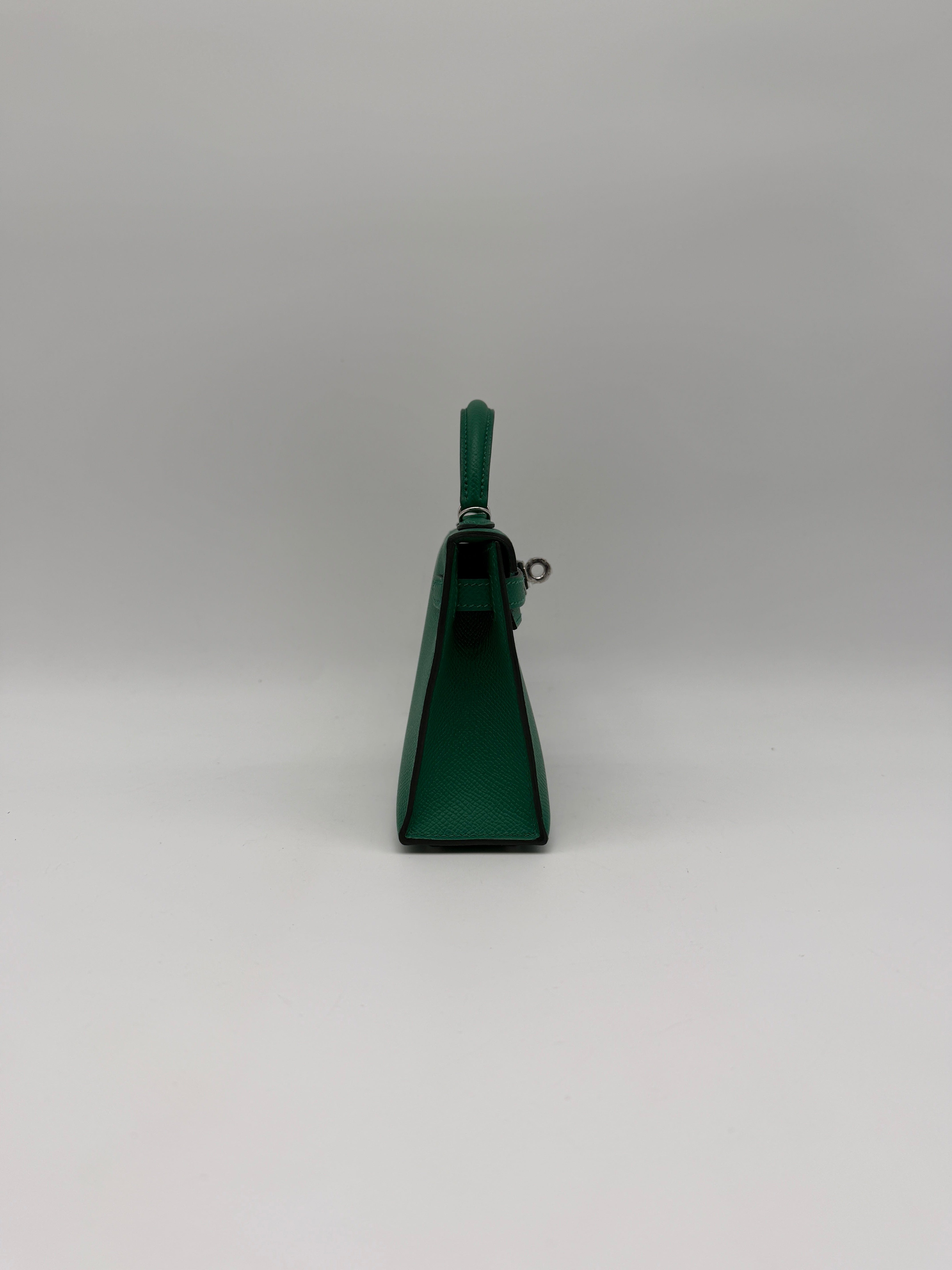 Hermès Hermès Mini Kelly Vert Vertigo Epsom Palladium Hardware (with 2 strap)