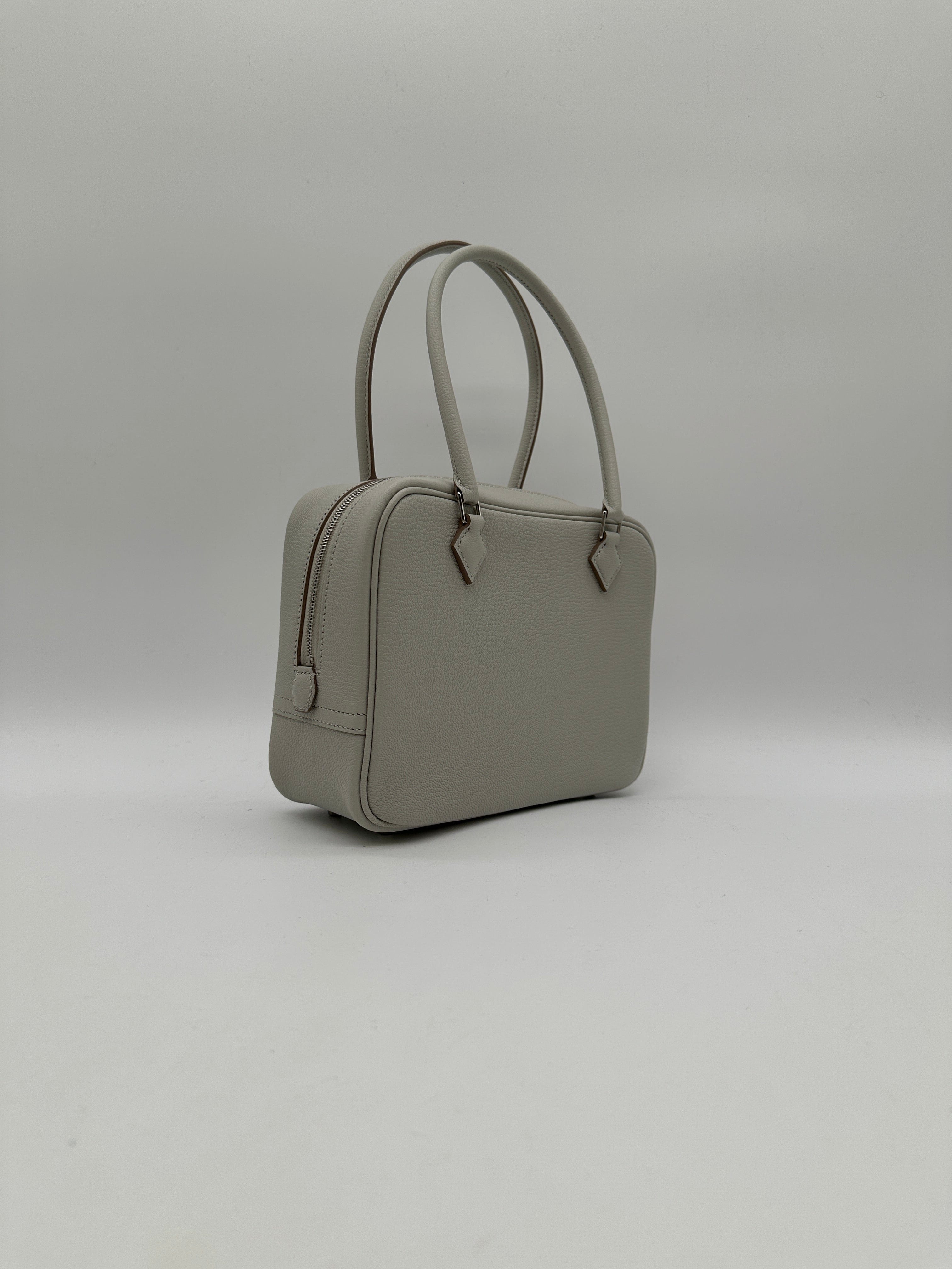Hermès Hermès Mini Plume Chevre Gris Perle Palladium Hardware