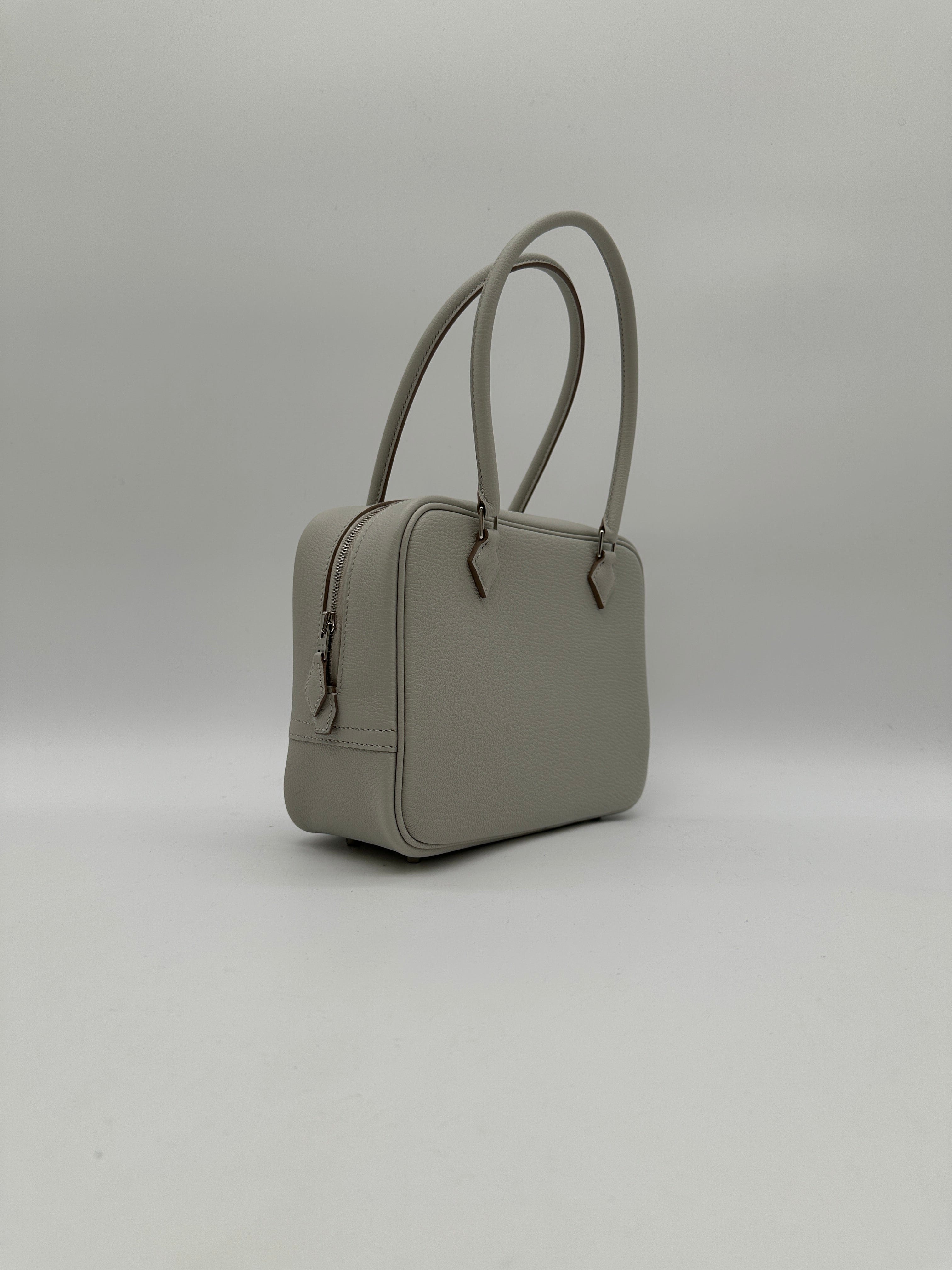 Hermès Hermès Mini Plume Chevre Gris Perle Palladium Hardware