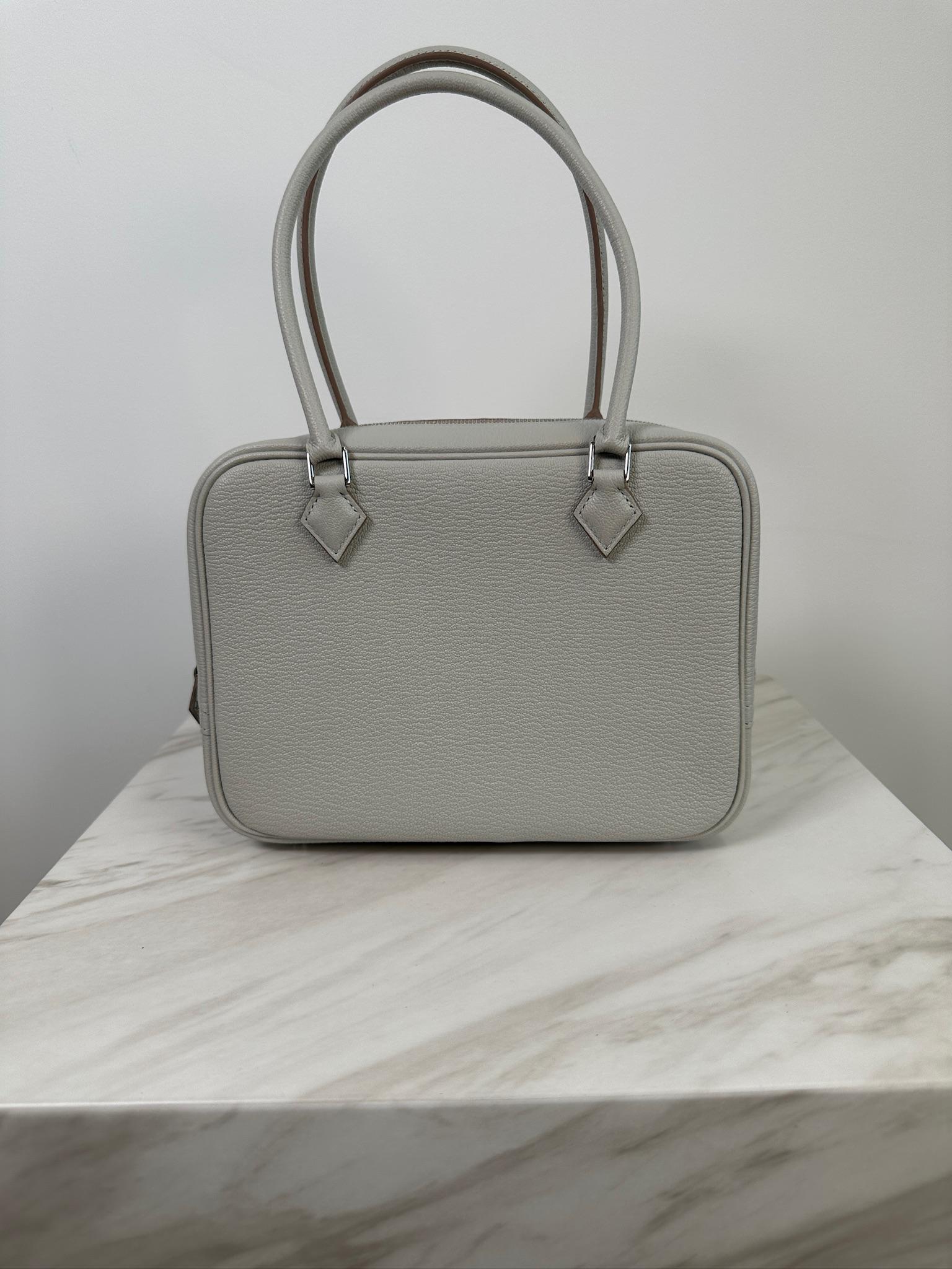 Hermès Hermès Mini Plume Chevre Gris Perle Palladium Hardware