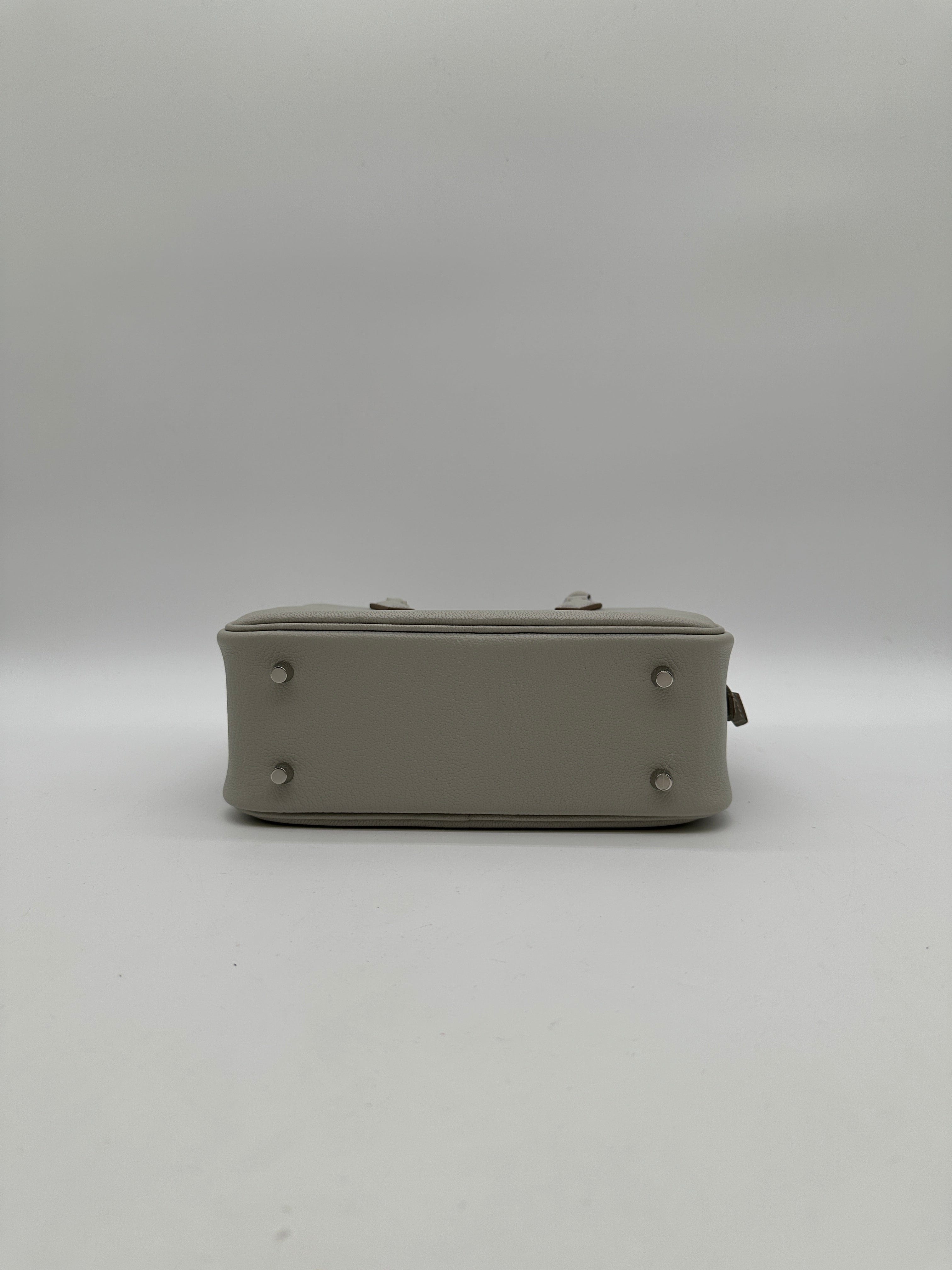 Hermès Hermès Mini Plume Chevre Gris Perle Palladium Hardware