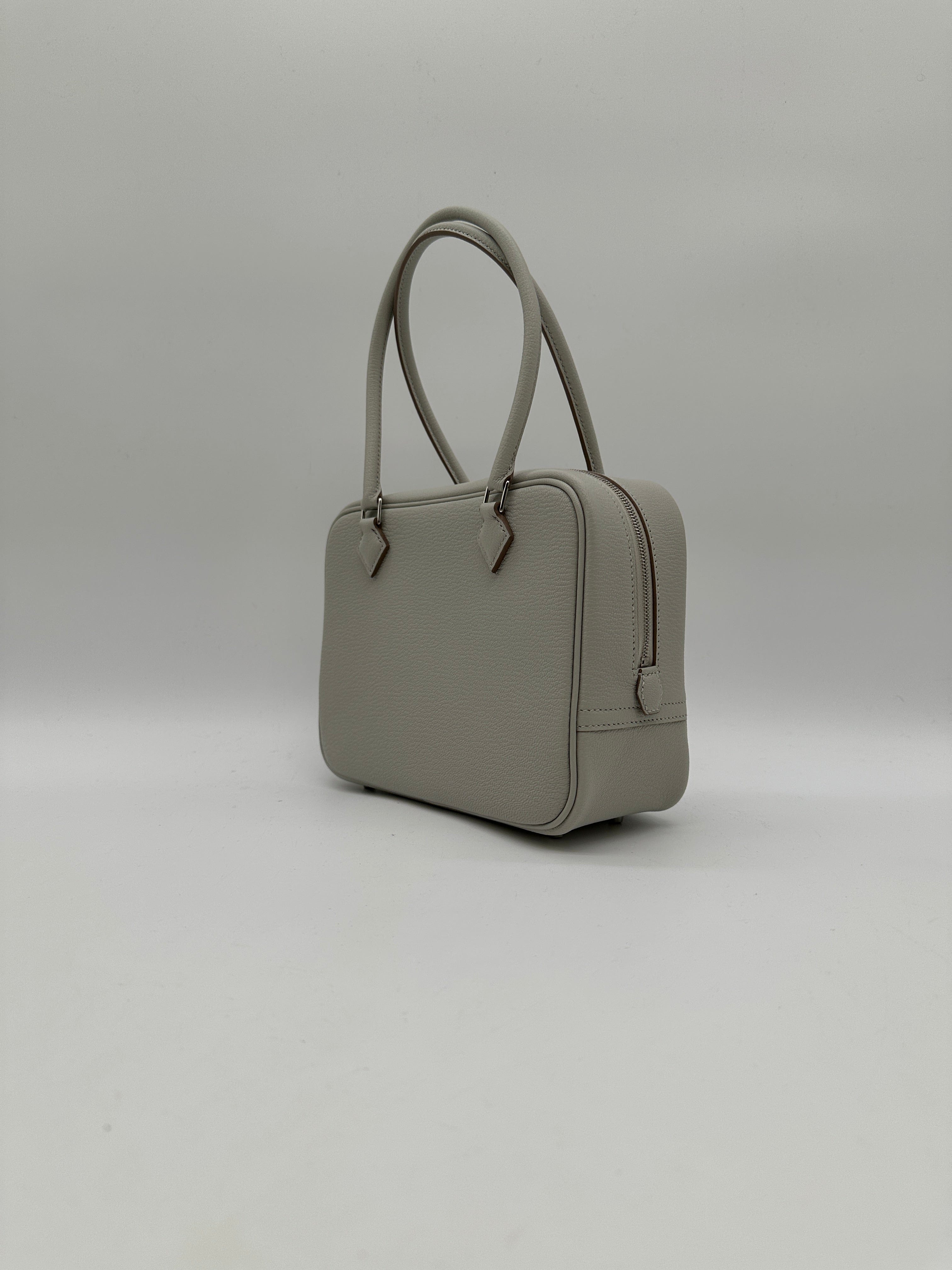 Hermès Hermès Mini Plume Chevre Gris Perle Palladium Hardware