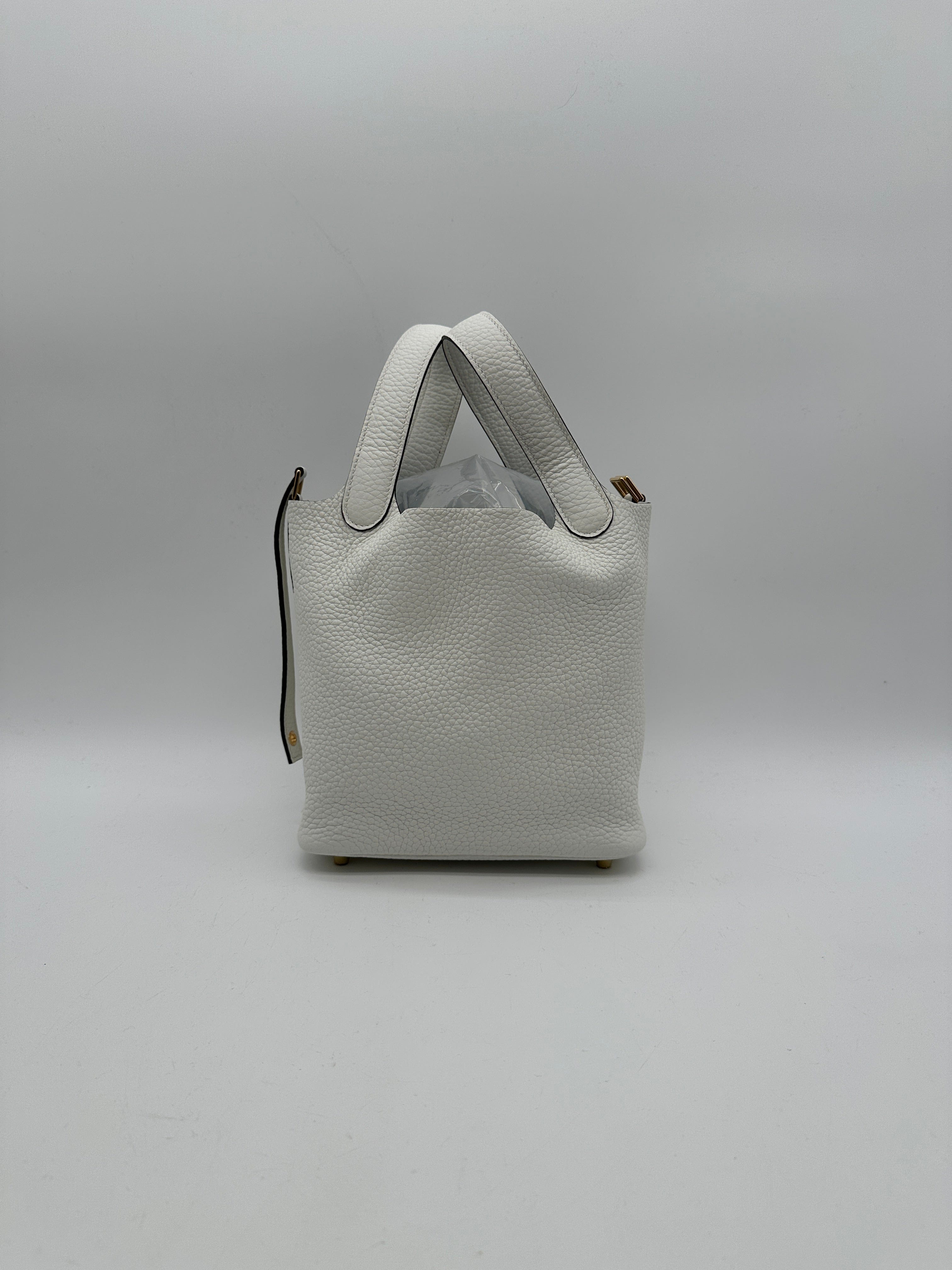 Hermès Hermès Picotin 18 New White Tourillion Clemence Gold Hardware