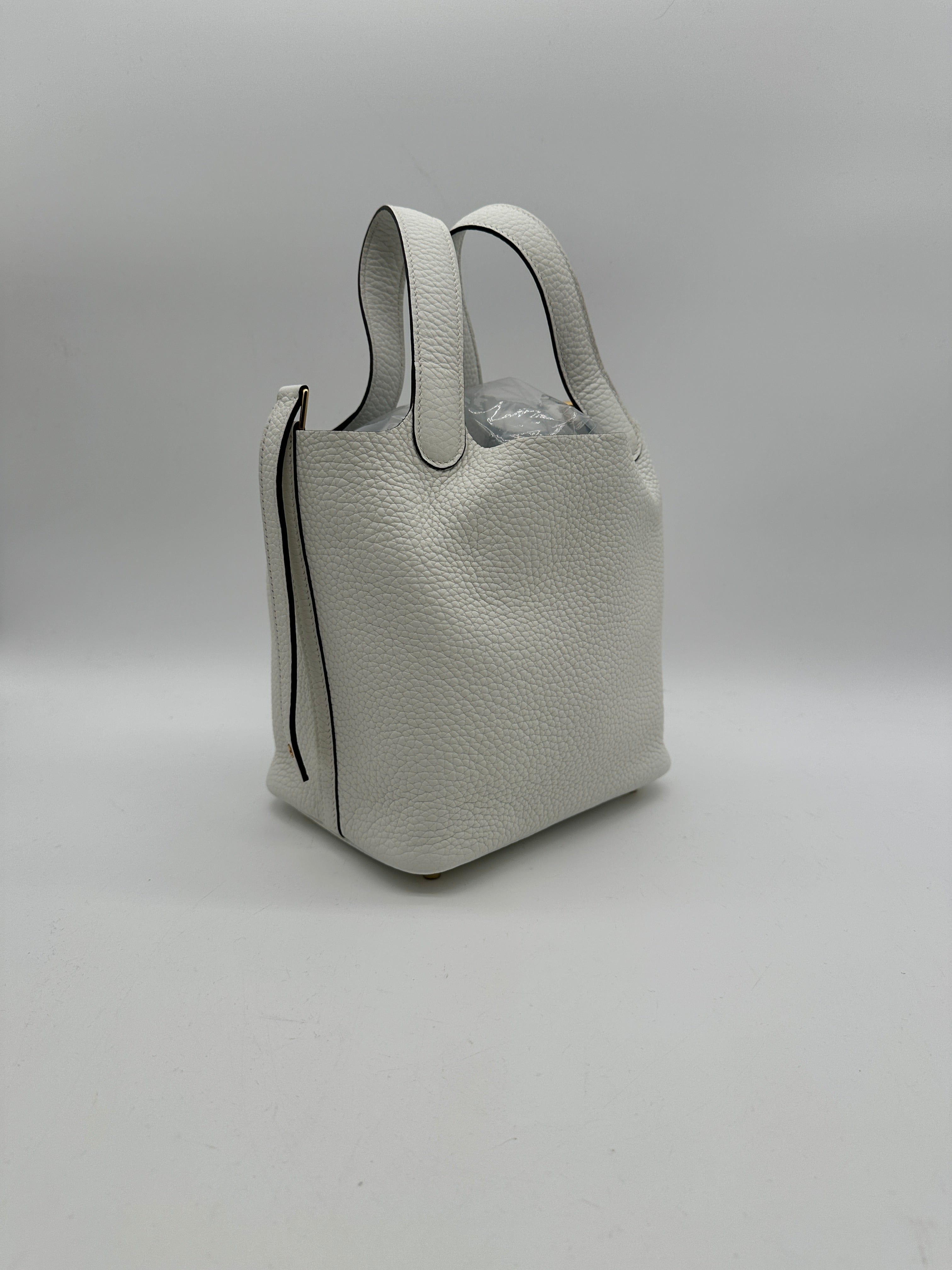 Hermès Hermès Picotin 18 New White Tourillion Clemence Gold Hardware