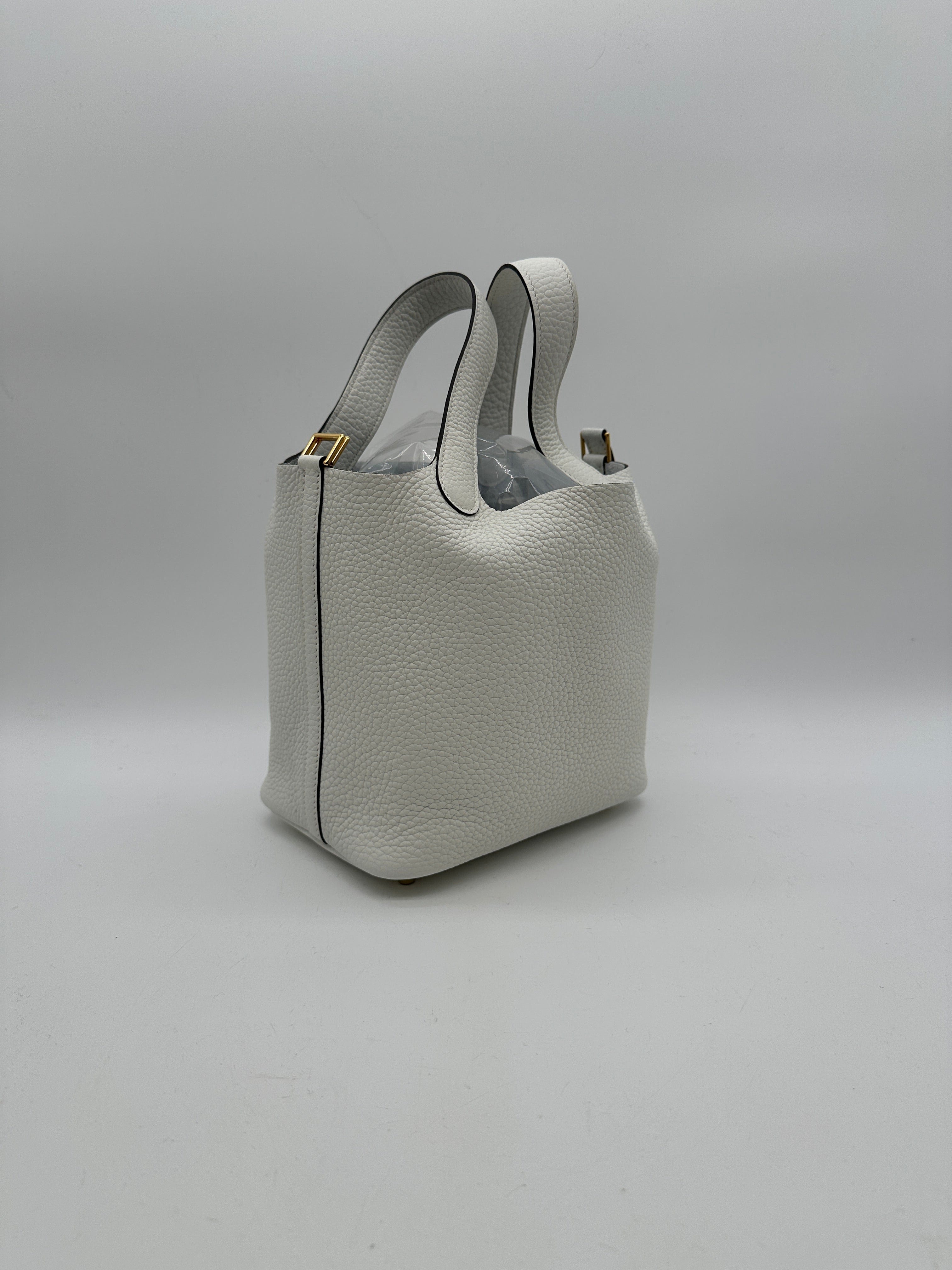 Hermès Hermès Picotin 18 New White Tourillion Clemence Gold Hardware