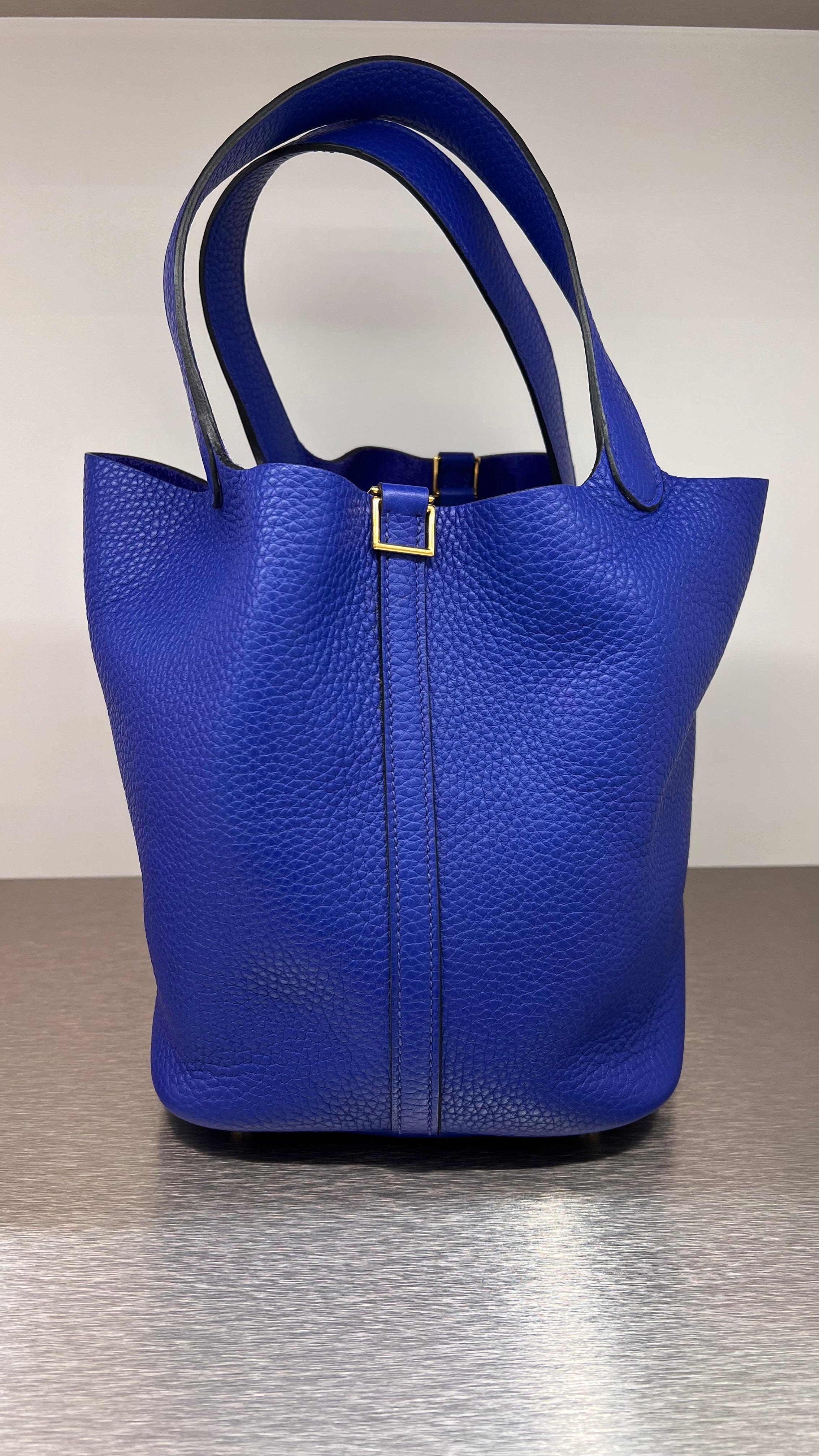 Hermès Hermes Picotin 22 Blue Electric Clemence GHW SKC8158H