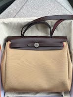 Hermès Hermes Preloved Herbag 31 Bourdeux & Beige PHW Stamp U ALTC0136
