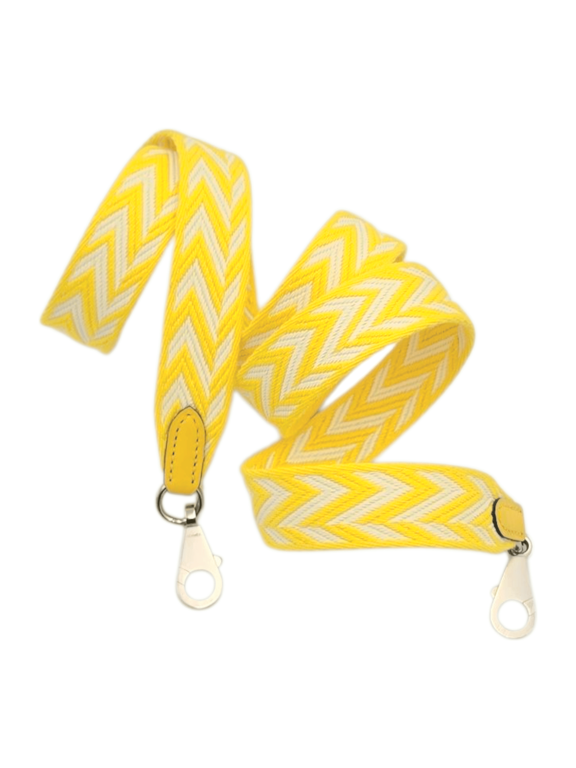 Hermès Hermès Sangle Zigzag 25 Jaune Citron / Blanc Bag Accessory in Toile Palladium hardware SYC293FR
