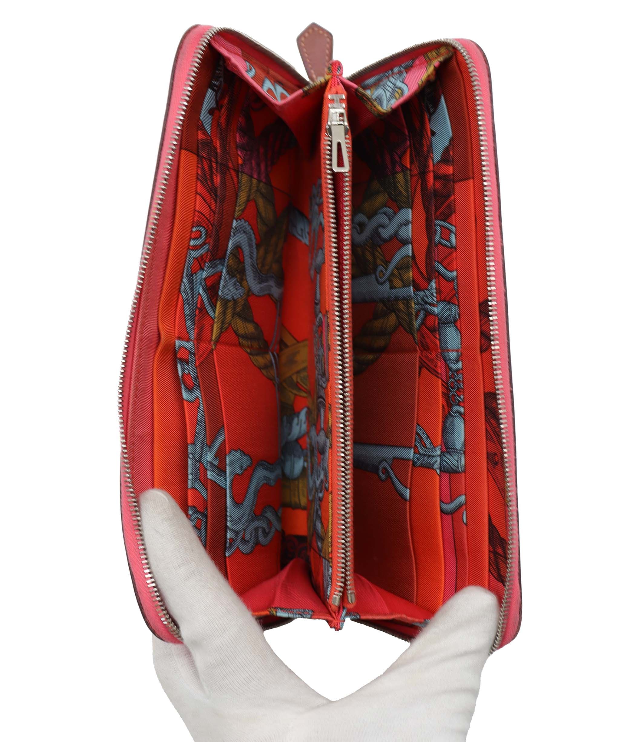 Hermès Hermes Silk-In Wallet Rose Azalea Epsom #T - Preloved SKC2054