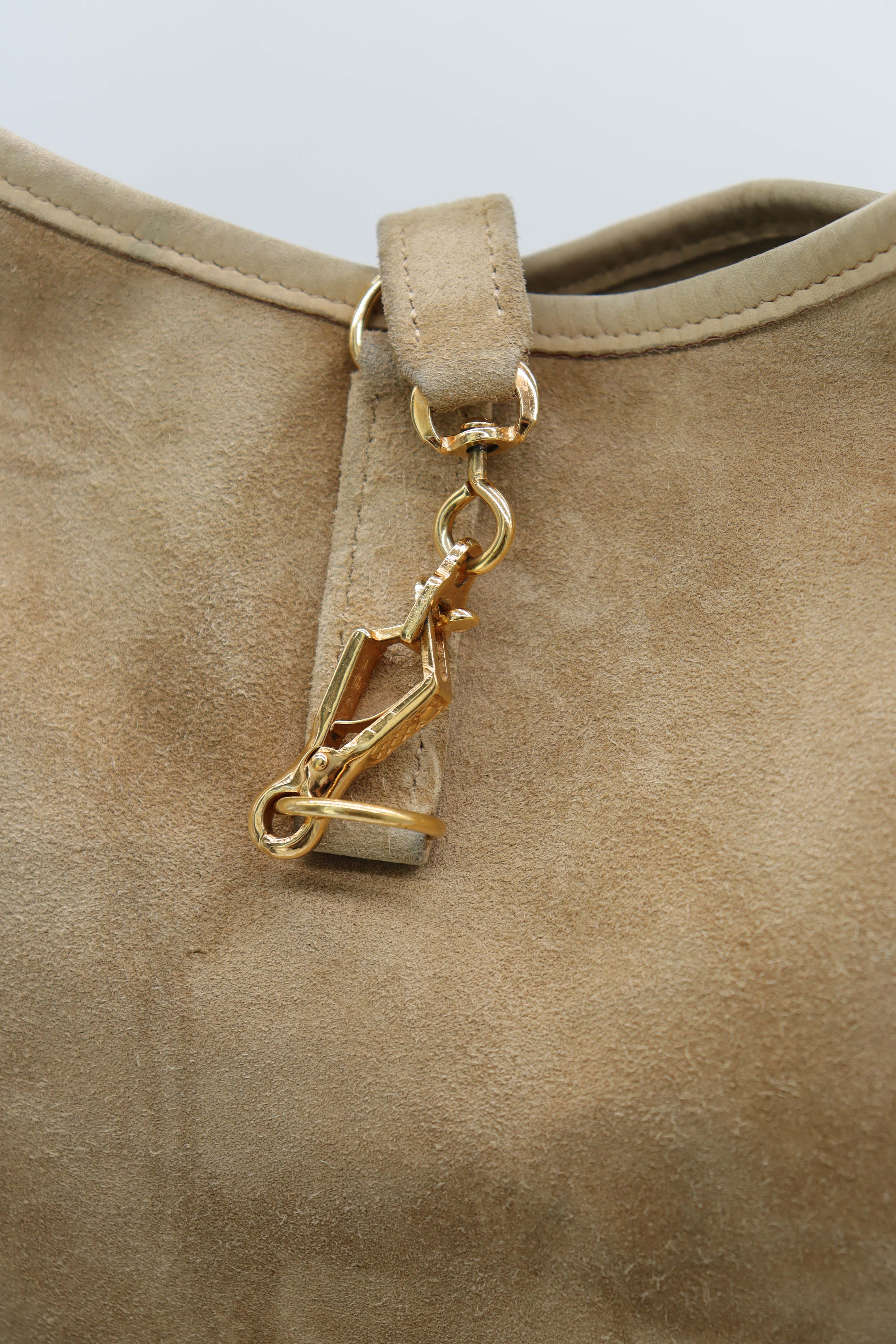 Hermes Hermes suede trim gold hardware beigesuede super rare AGC3561
