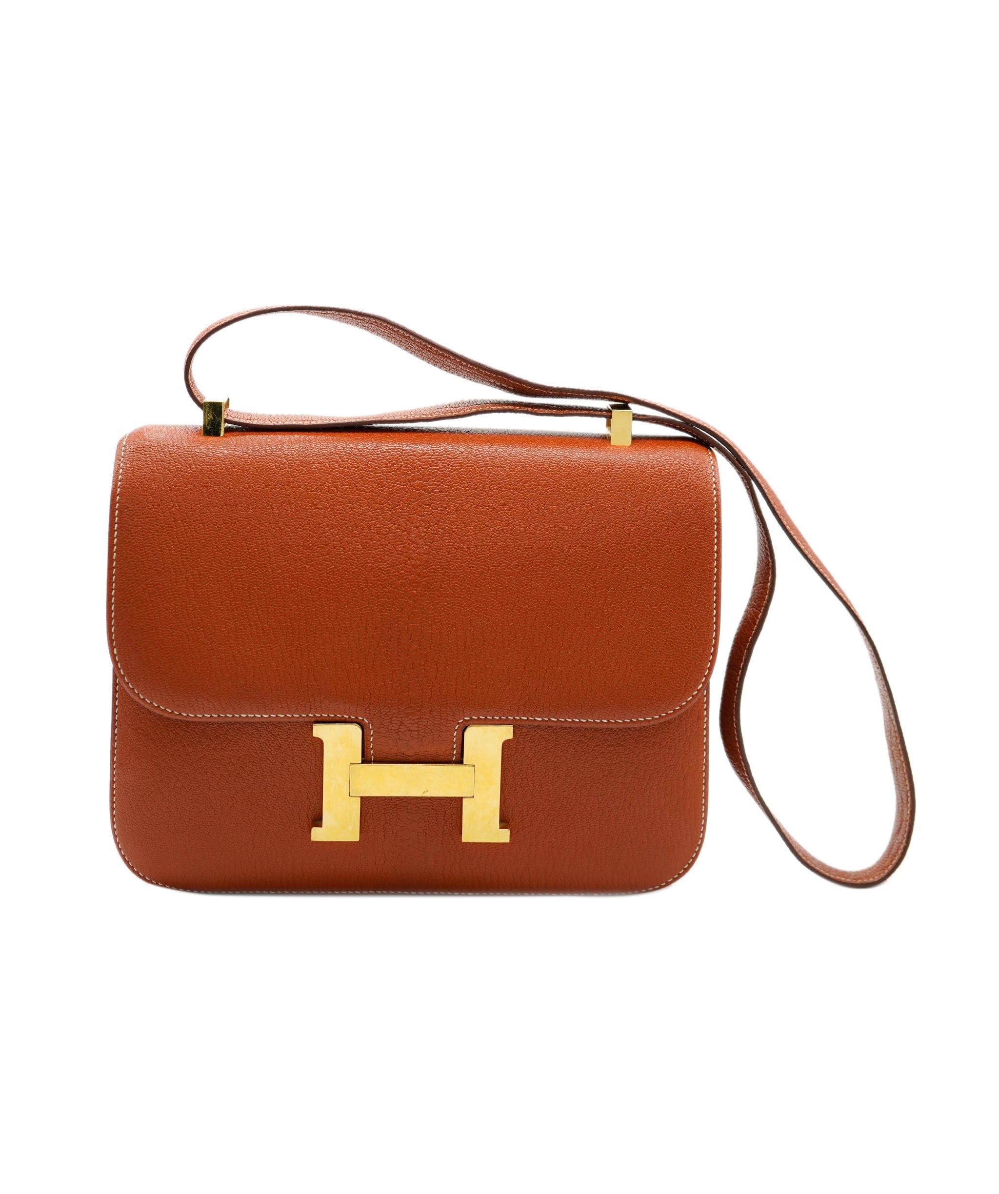 Hermes Constance Mini Shoulder Bag in Brick Red Box Leather