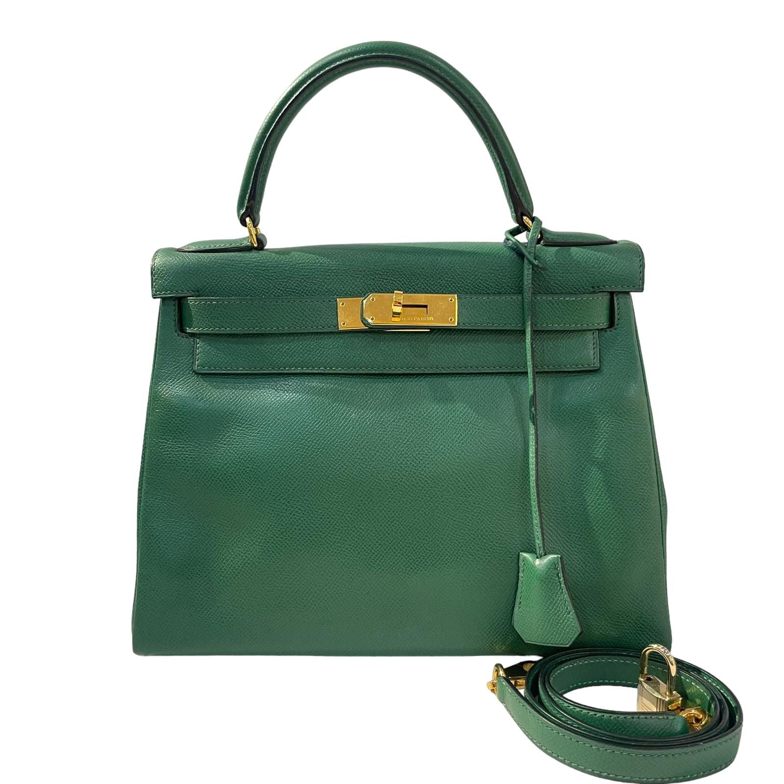 HERMES Kelly 28 Bag Couchevel Green