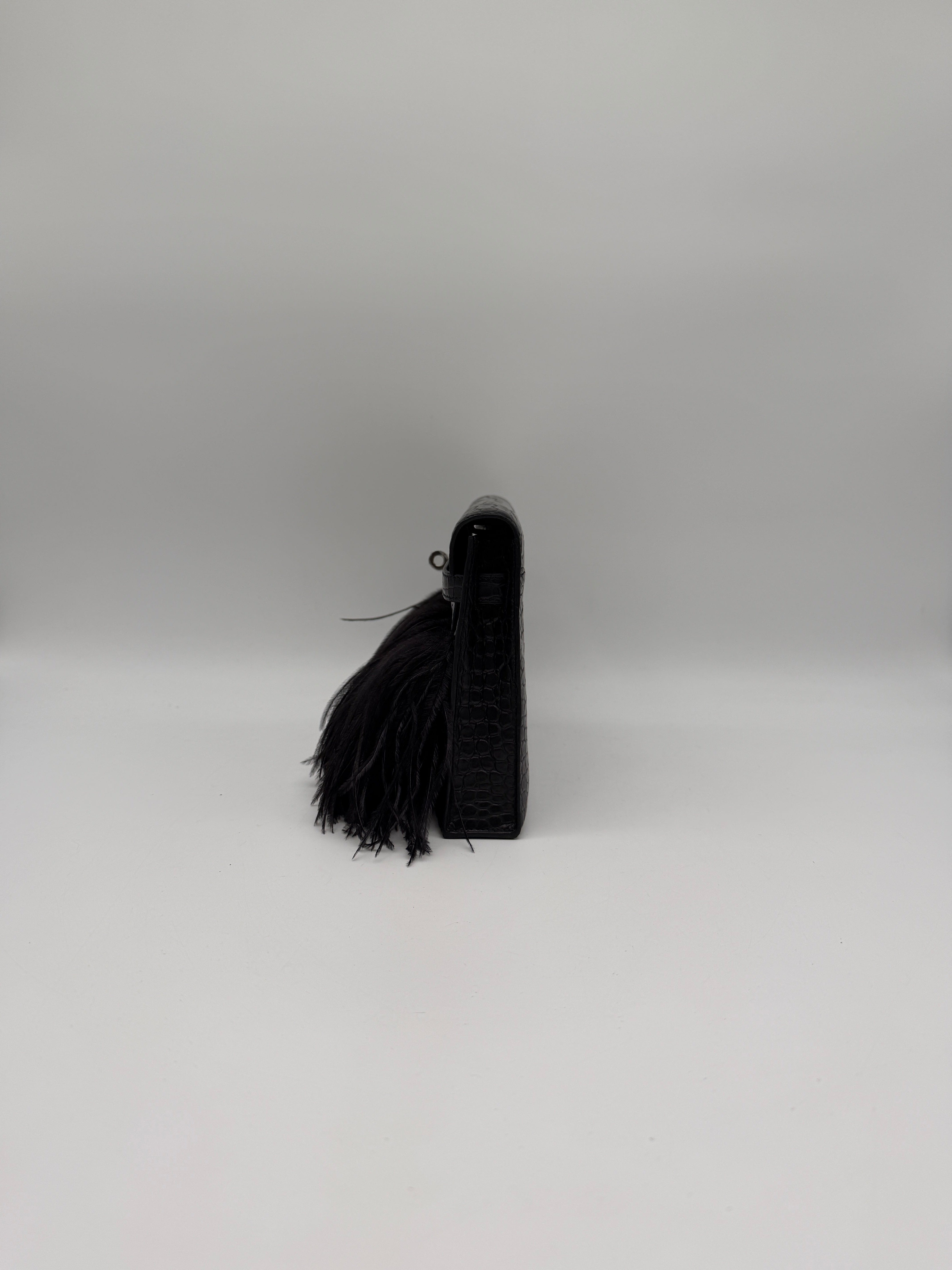 Hermès Kelly Elan Foile Black Matte Porosus Palladium Hardware