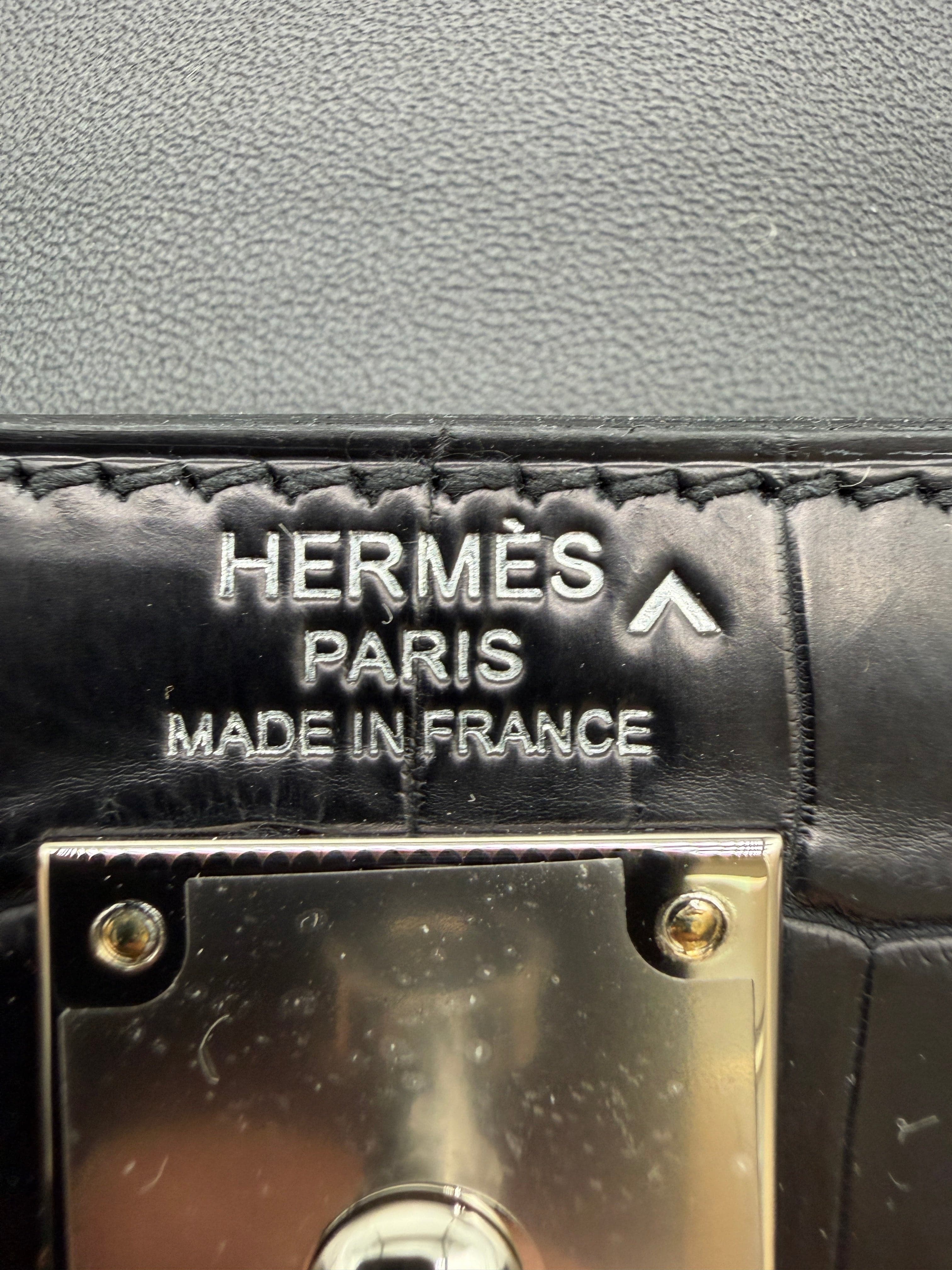 Hermès Kelly Elan Foile Black Matte Porosus Palladium Hardware