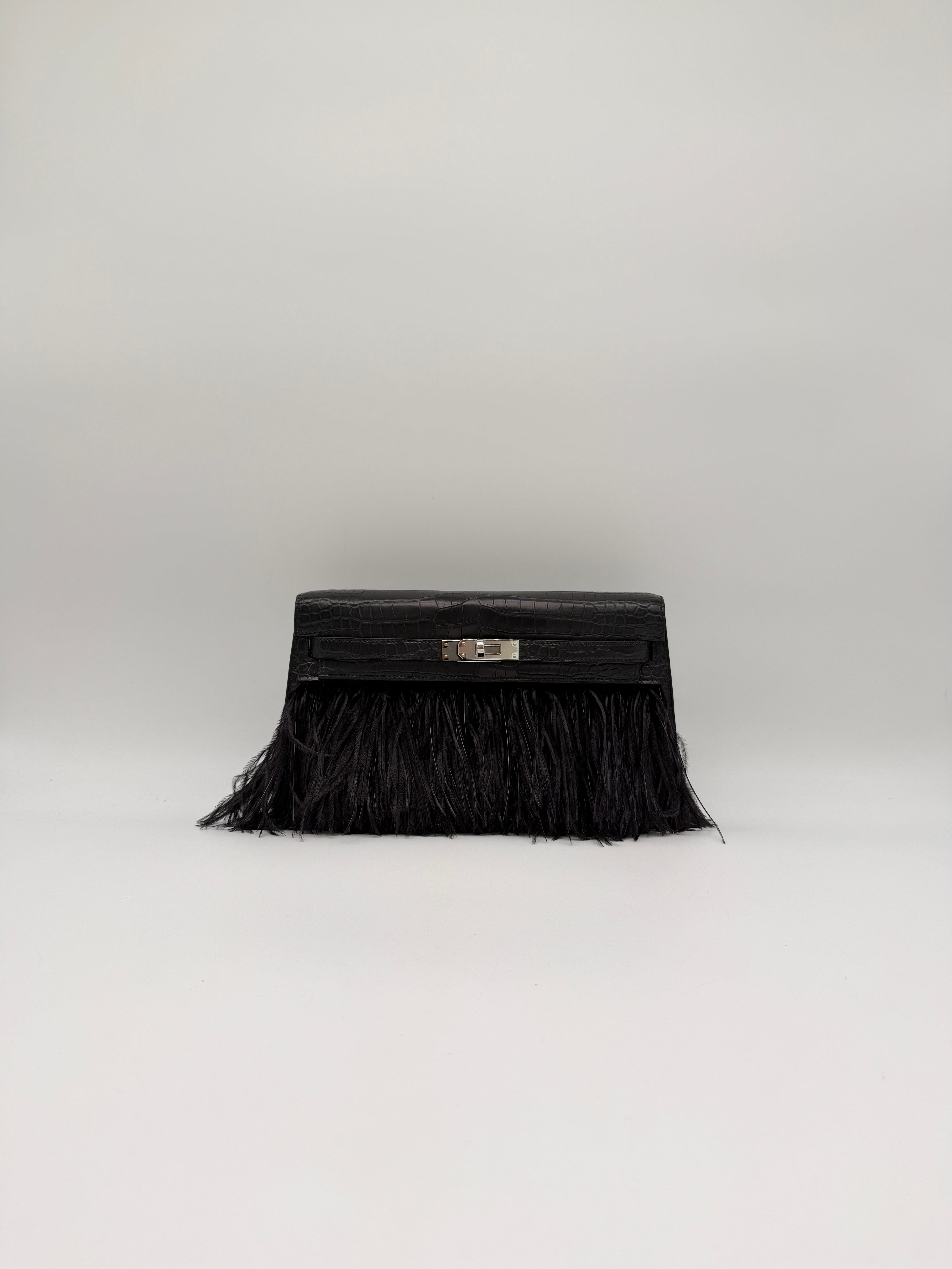 Hermès Kelly Elan Foile Black Matte Porosus Palladium Hardware