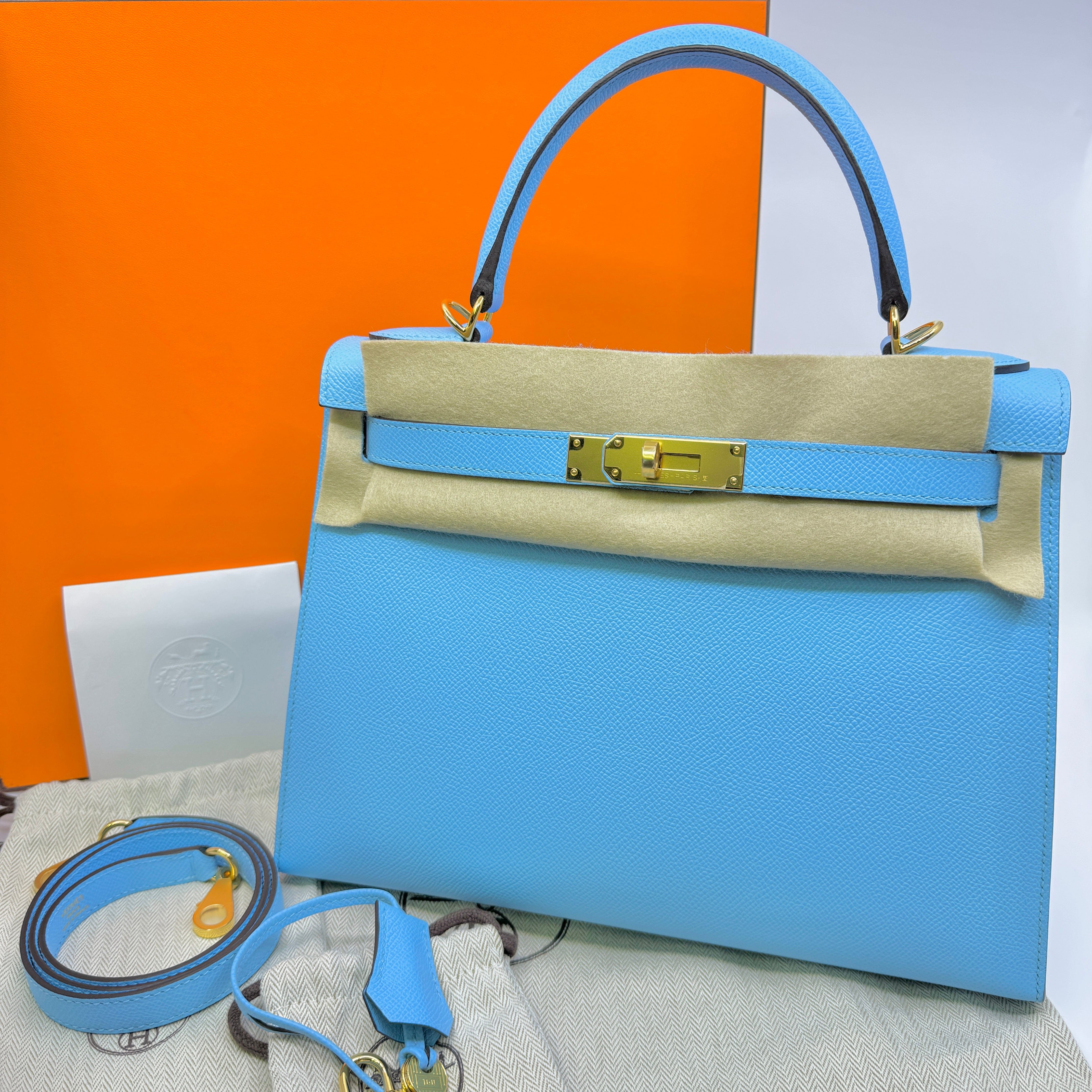 Hermès Kelly28 Celeste Epsom GHW U B-302658