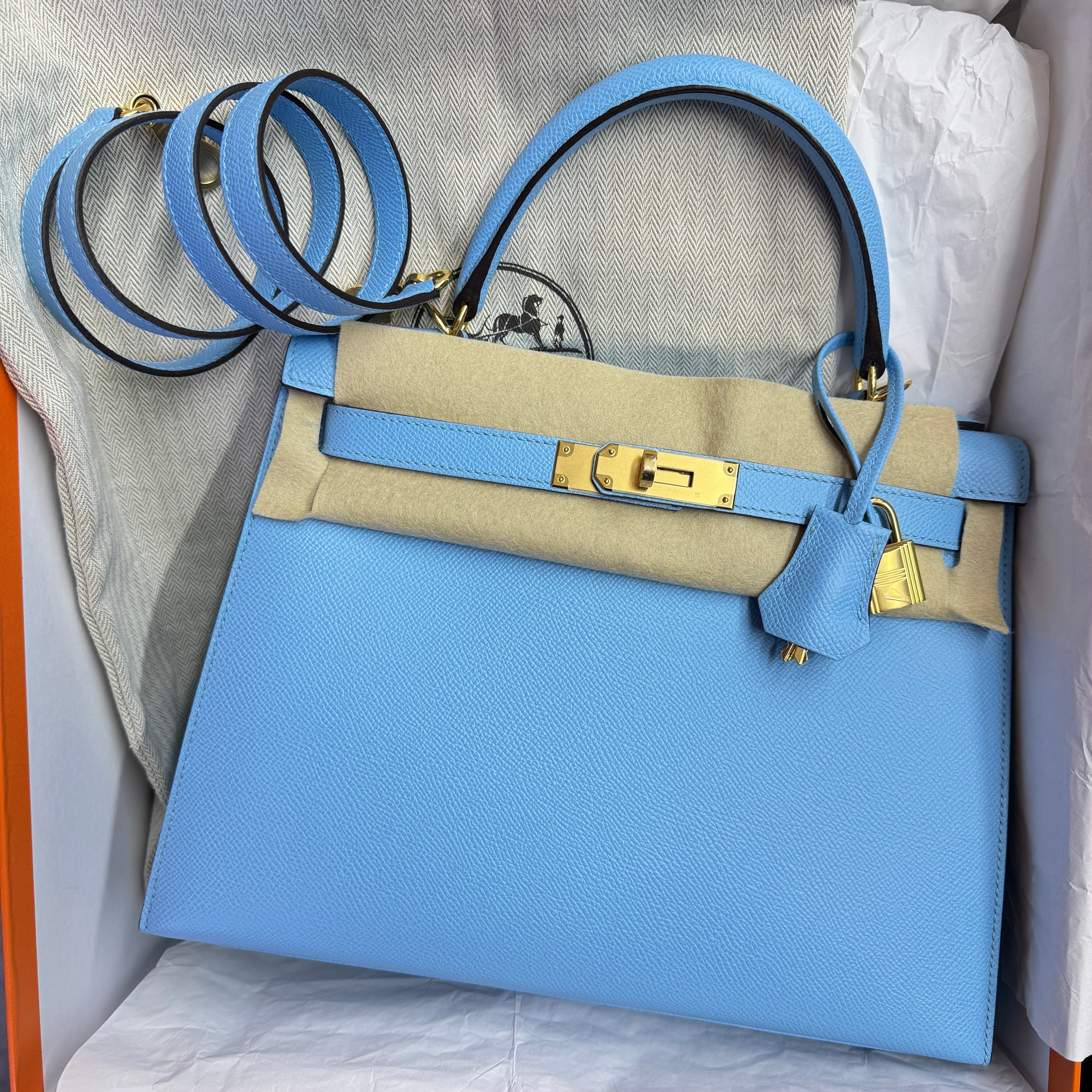 Hermès Kelly28 Celeste Epsom GHW U B-302658