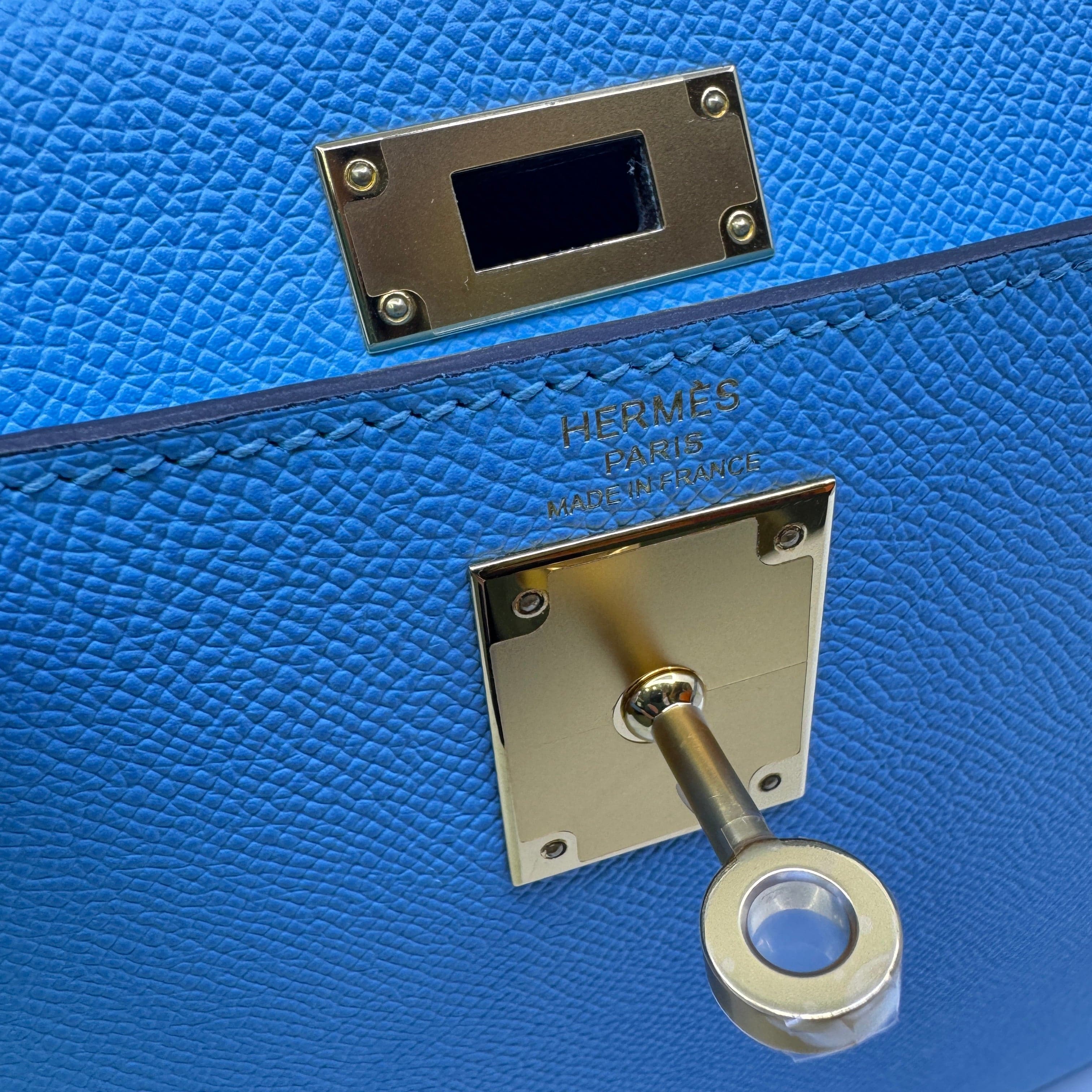 Hermès Kelly28 Celeste Epsom GHW U B-302658