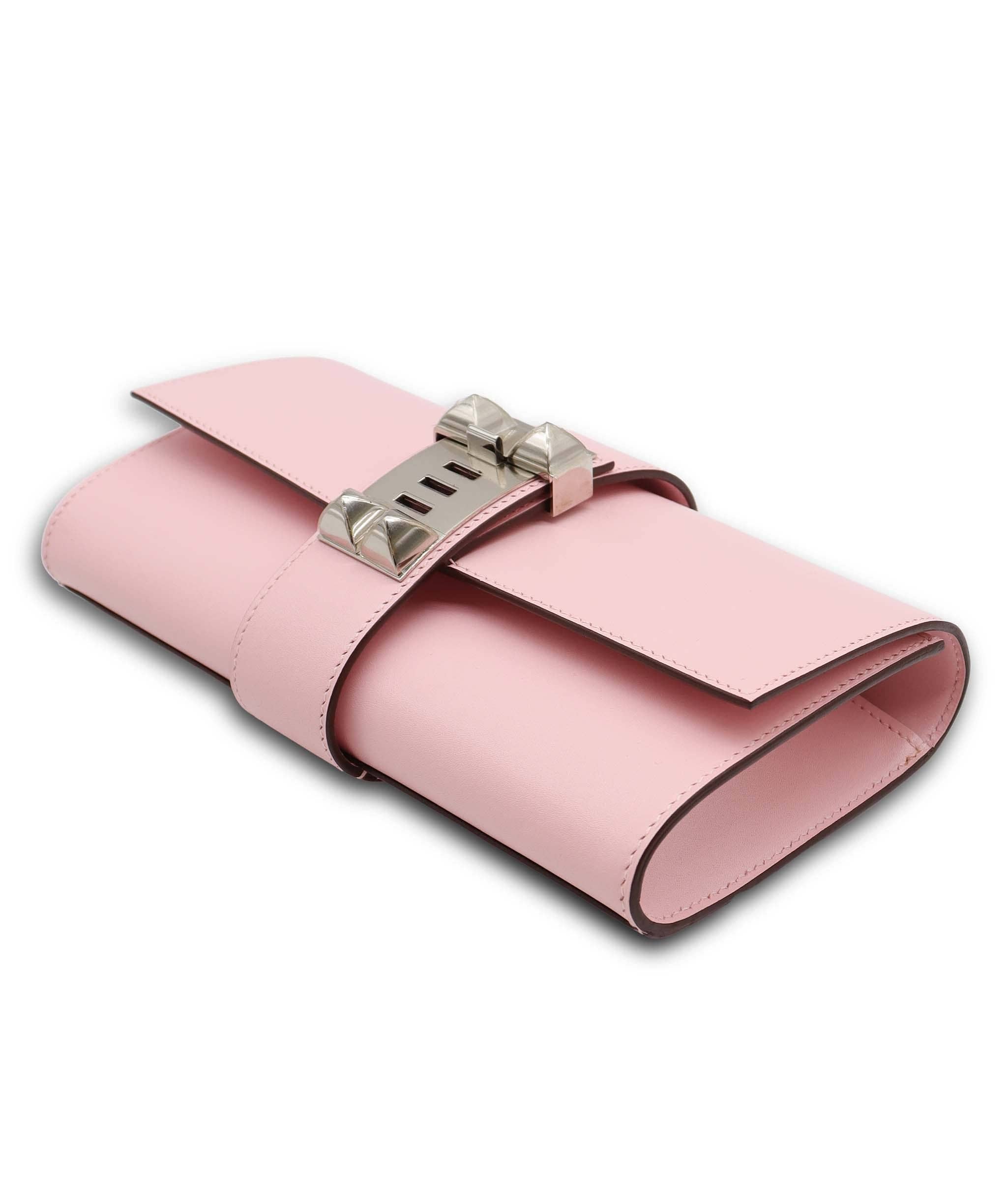 Hermès Medor Clutch Rose Sakura Swift PHW DXBS6181