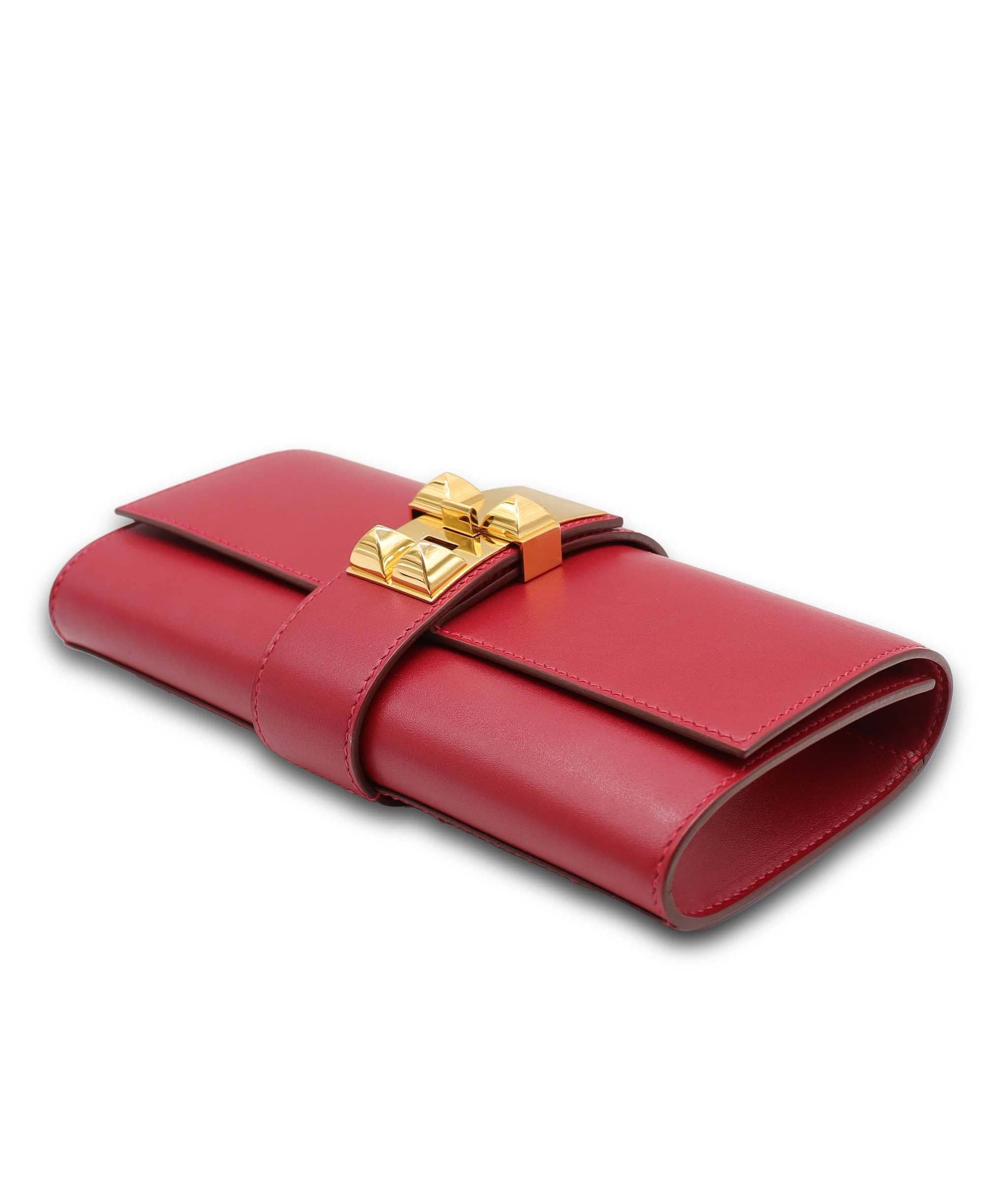 Hermès Medor Clutch Rouge Vif Swift GHW DXBS6180
