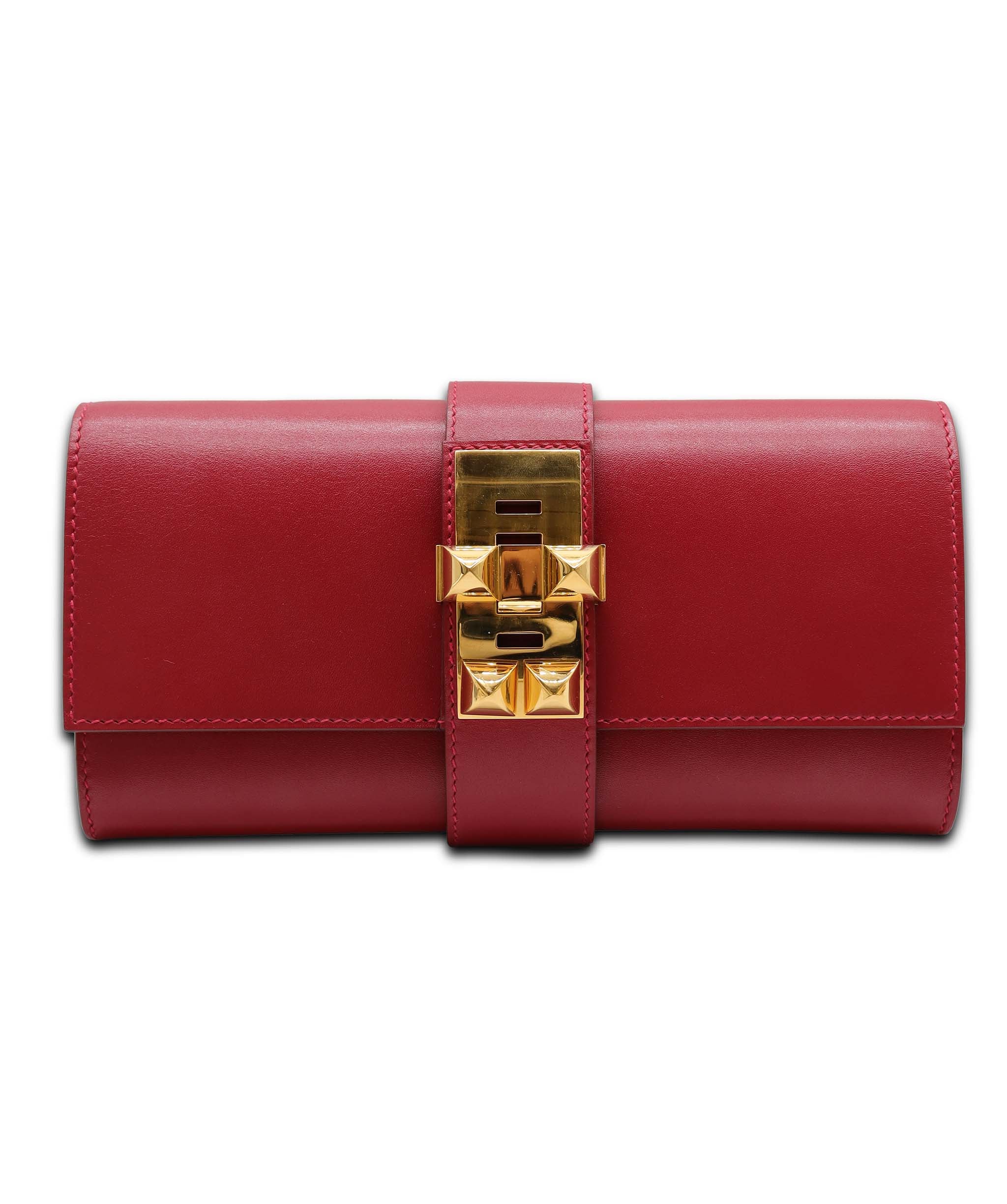 Hermès Medor Clutch Rouge Vif Swift GHW DXBS6180