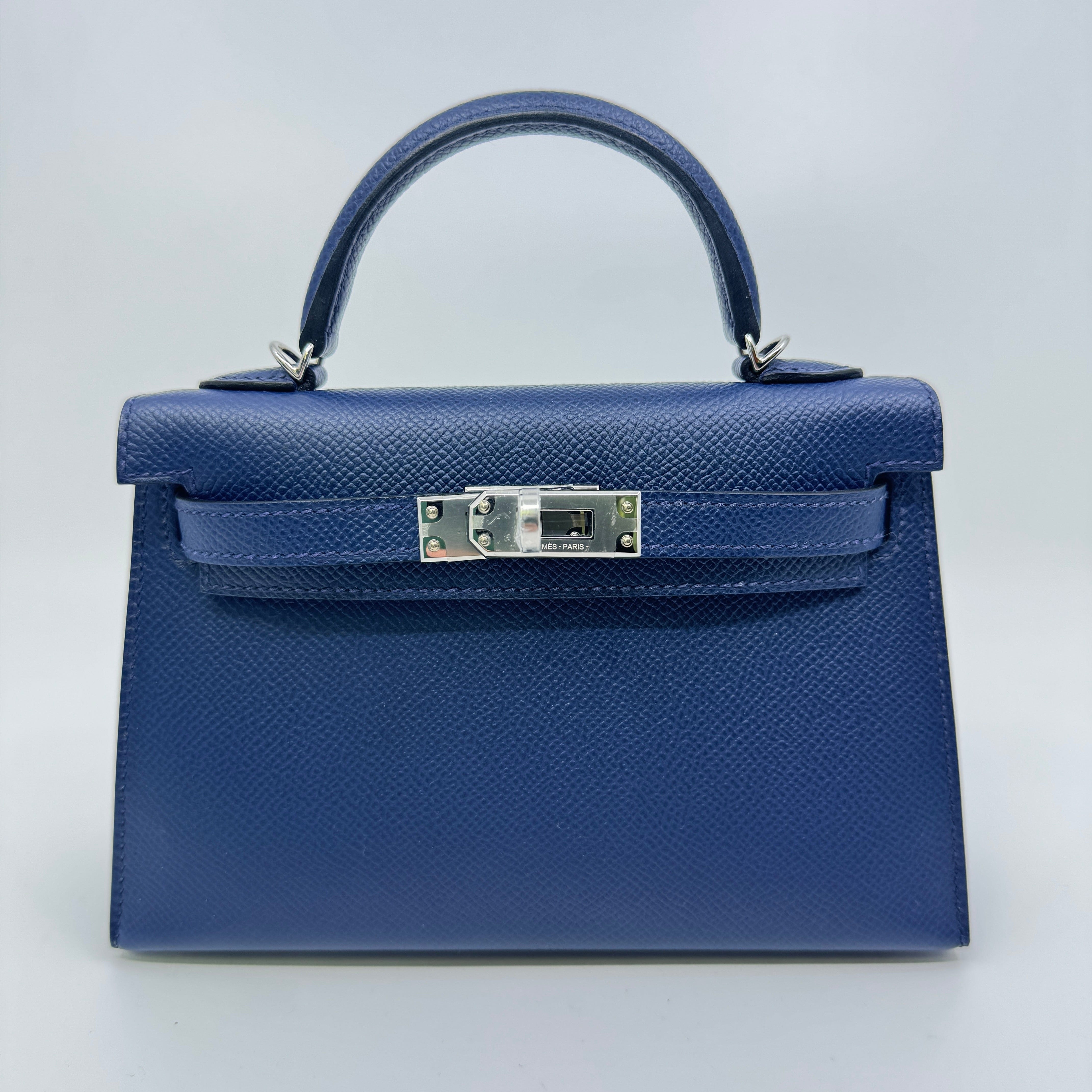 Hermès Mini kelly Blue navy Epsom PHW W B-317006