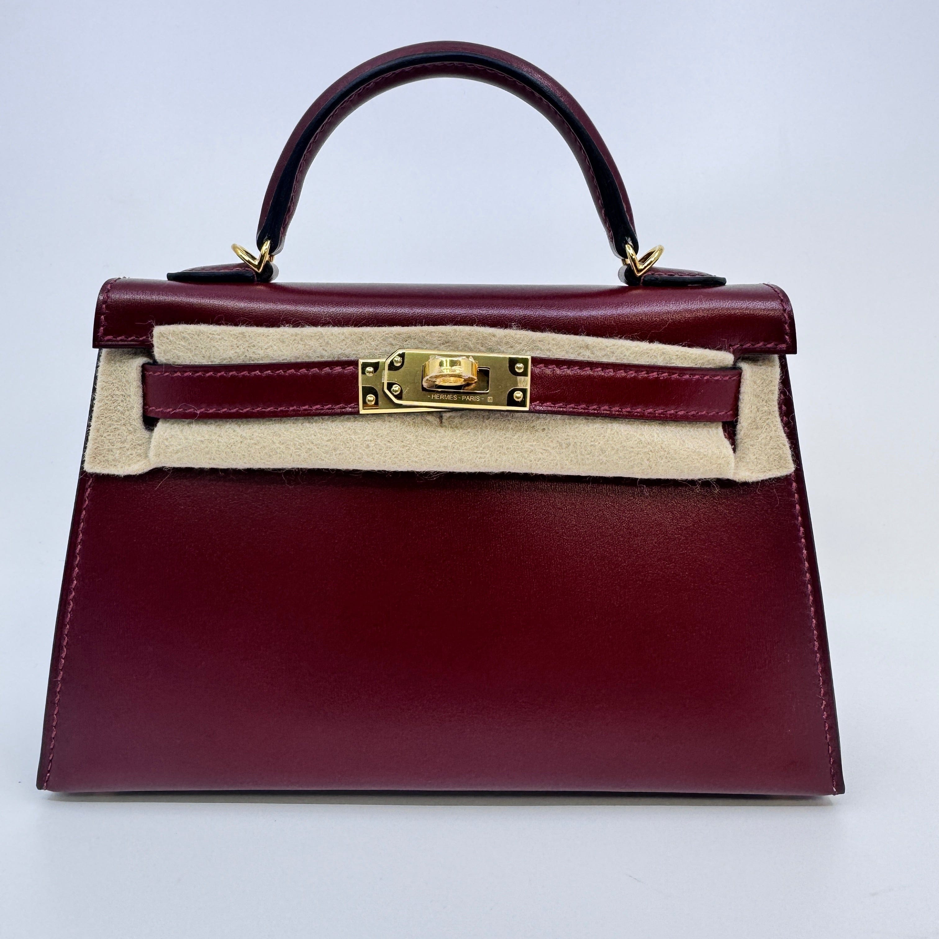 Hermès Mini kelly Rouge H Box calf GHW W B-332517