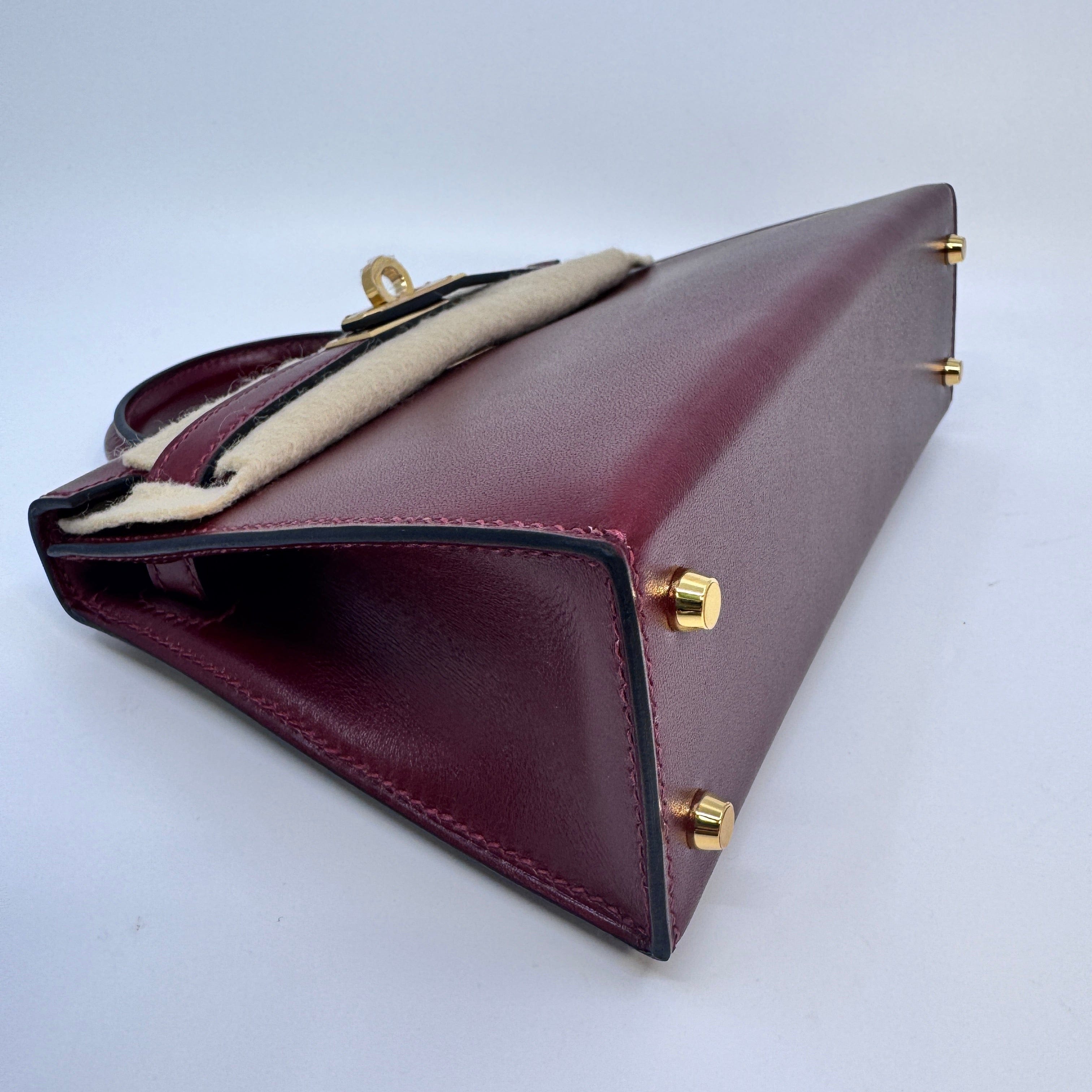 Hermès Mini kelly Rouge H Box calf GHW W B-332517