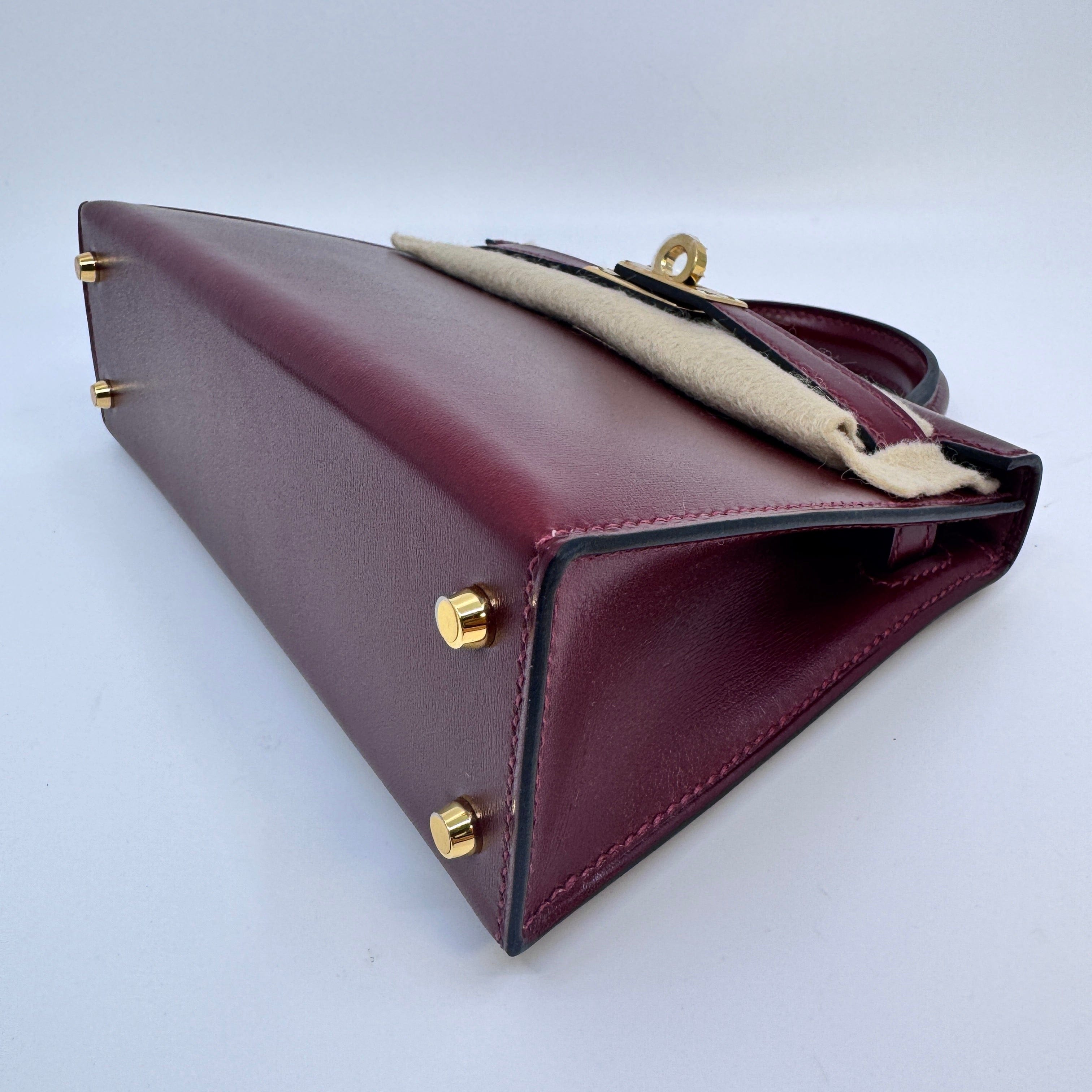 Hermès Mini kelly Rouge H Box calf GHW W B-332517