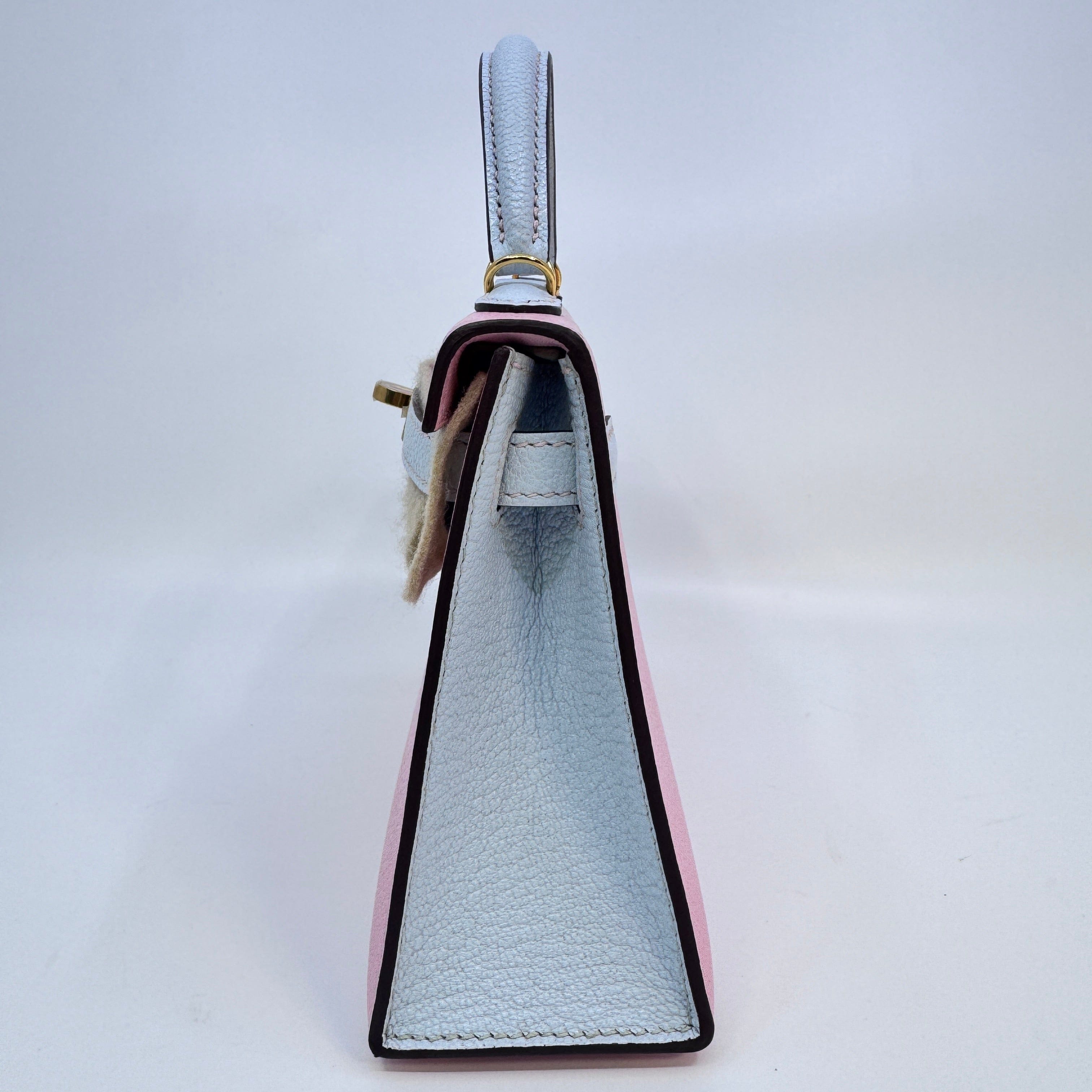 Hermès Mini kelly Sakura/Bule brume Epsom B-332542