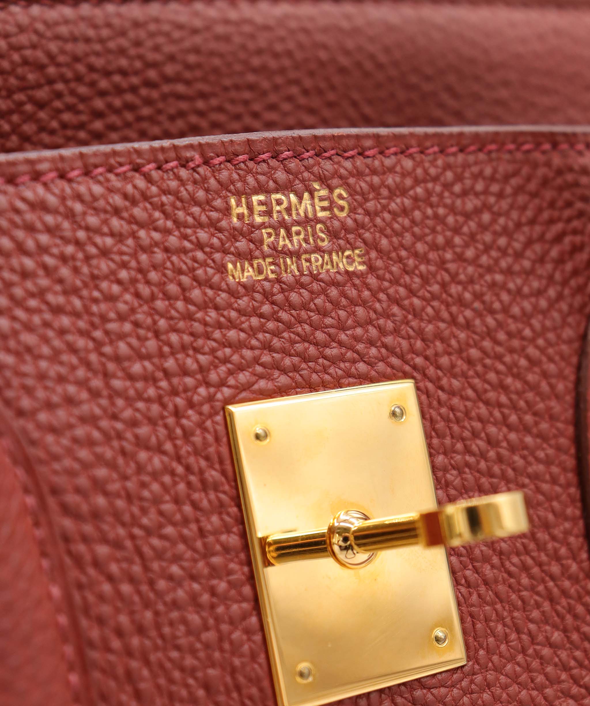 Hermès Sold xxxxxxx HERMES BIRKIN 35 BRICK TOGO HAND BAG 2004 SQUARE H GOLD HARDWARE 90311047 DXBS6092o
