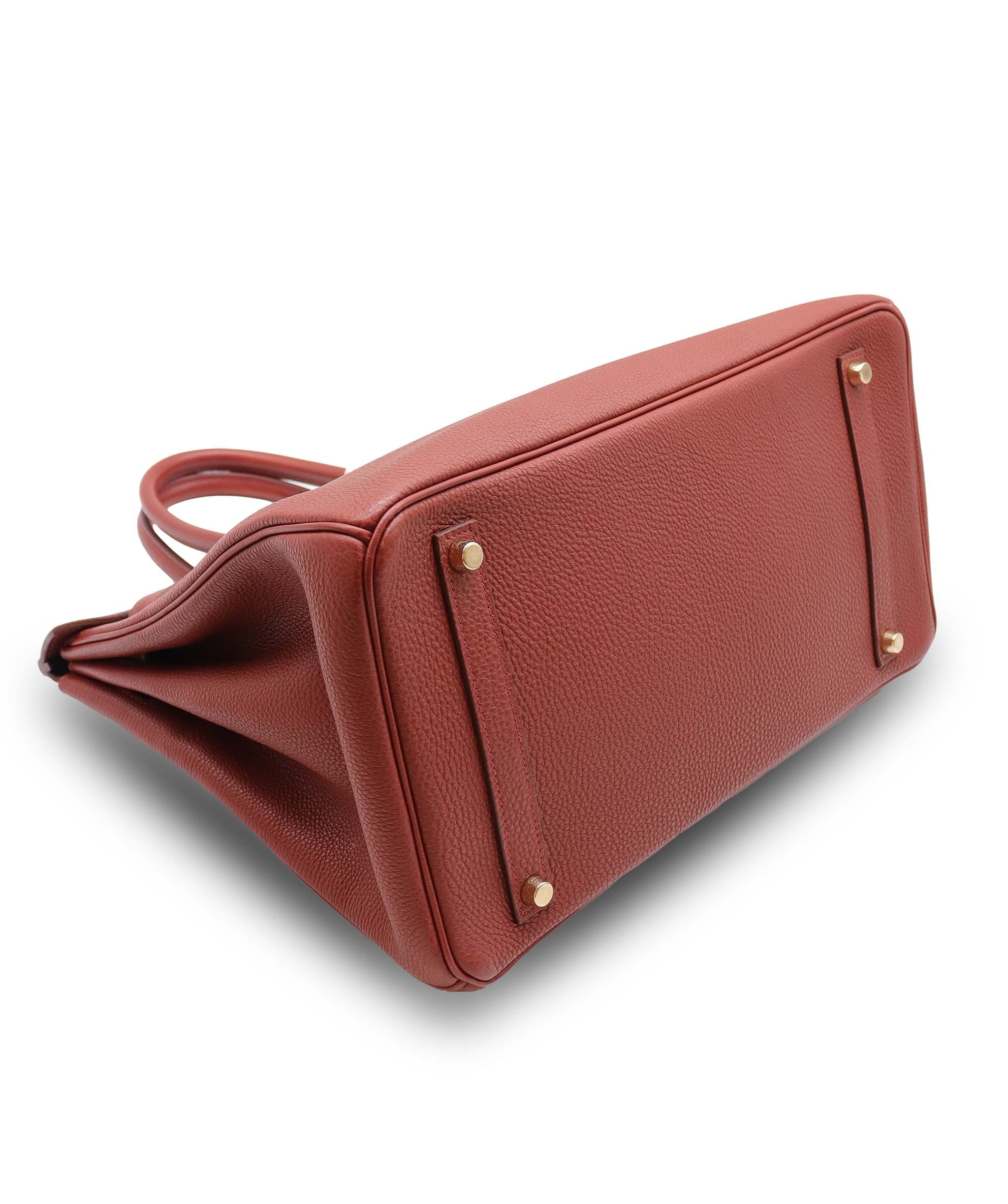 Hermès Sold xxxxxxx HERMES BIRKIN 35 BRICK TOGO HAND BAG 2004 SQUARE H GOLD HARDWARE 90311047 DXBS6092o