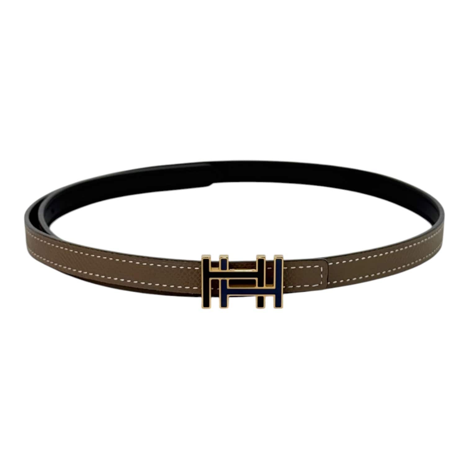 Hermes Hermes Reverible H Buckle Belt Etoupe/Noir 75CM
