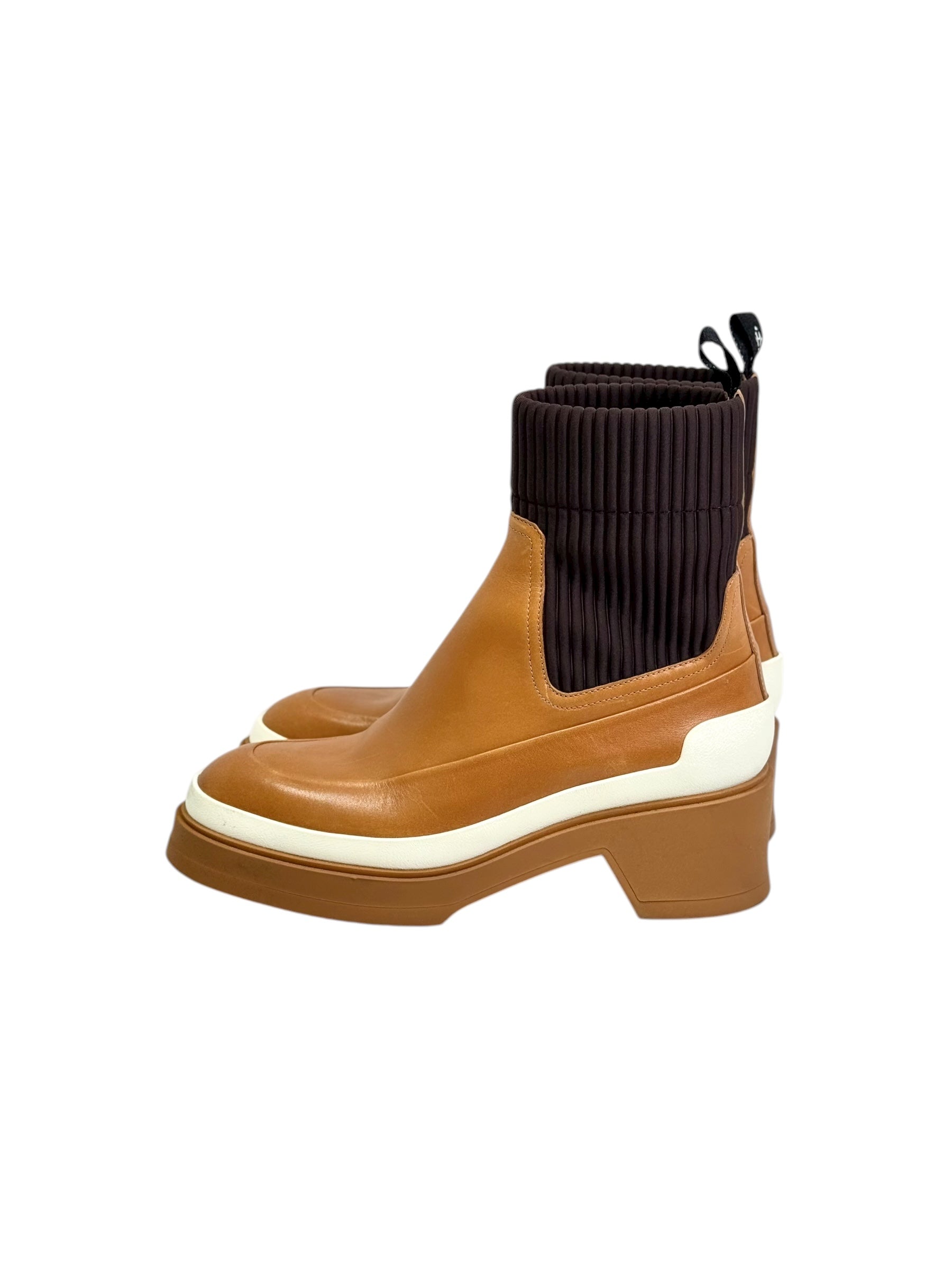 Hermes Hermes Brown Calf Ankle Boots Shoes #36