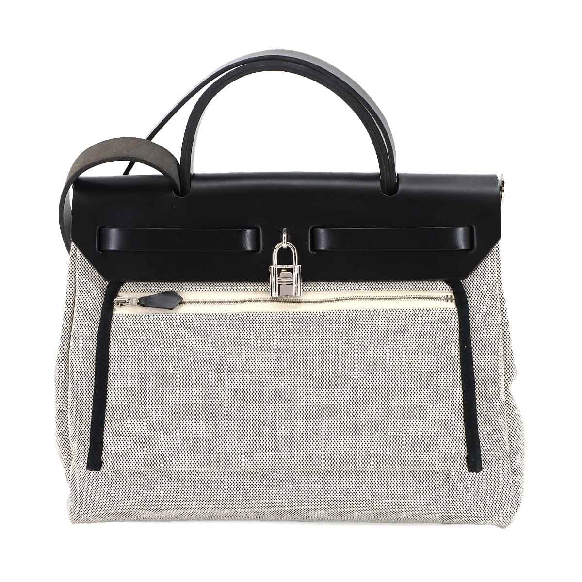 HERMES HERMES HerBag Zip PM PEGASE POP 2way Bag Vache Hunter Toile H Grey Y 90302876