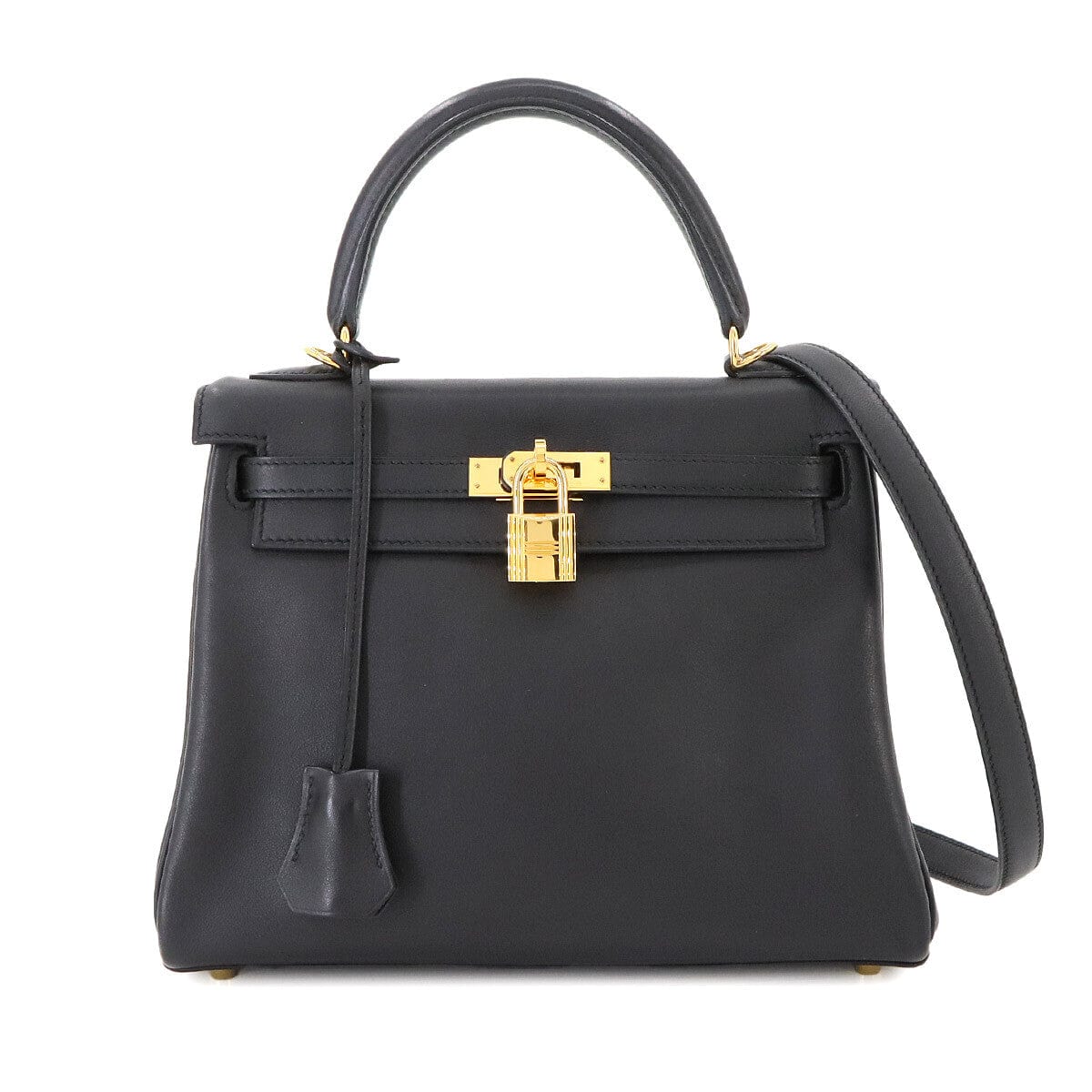 HERMES HERMES Kelly 25 2way Hand Shoulder Bag Veau Swift Black Purse 90273030