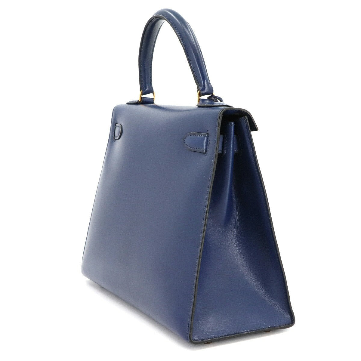 HERMES HERMES Kelly 28 Box Calf Leather Blue Hand Shoulder Bag Vintage 90297509