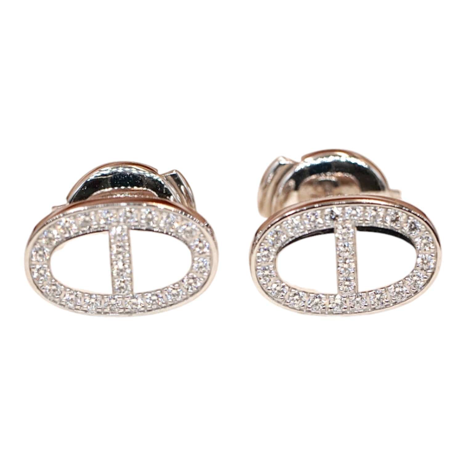 Hermes Hermes Chaine D’ancre Diamond Earrings in 18K Gold