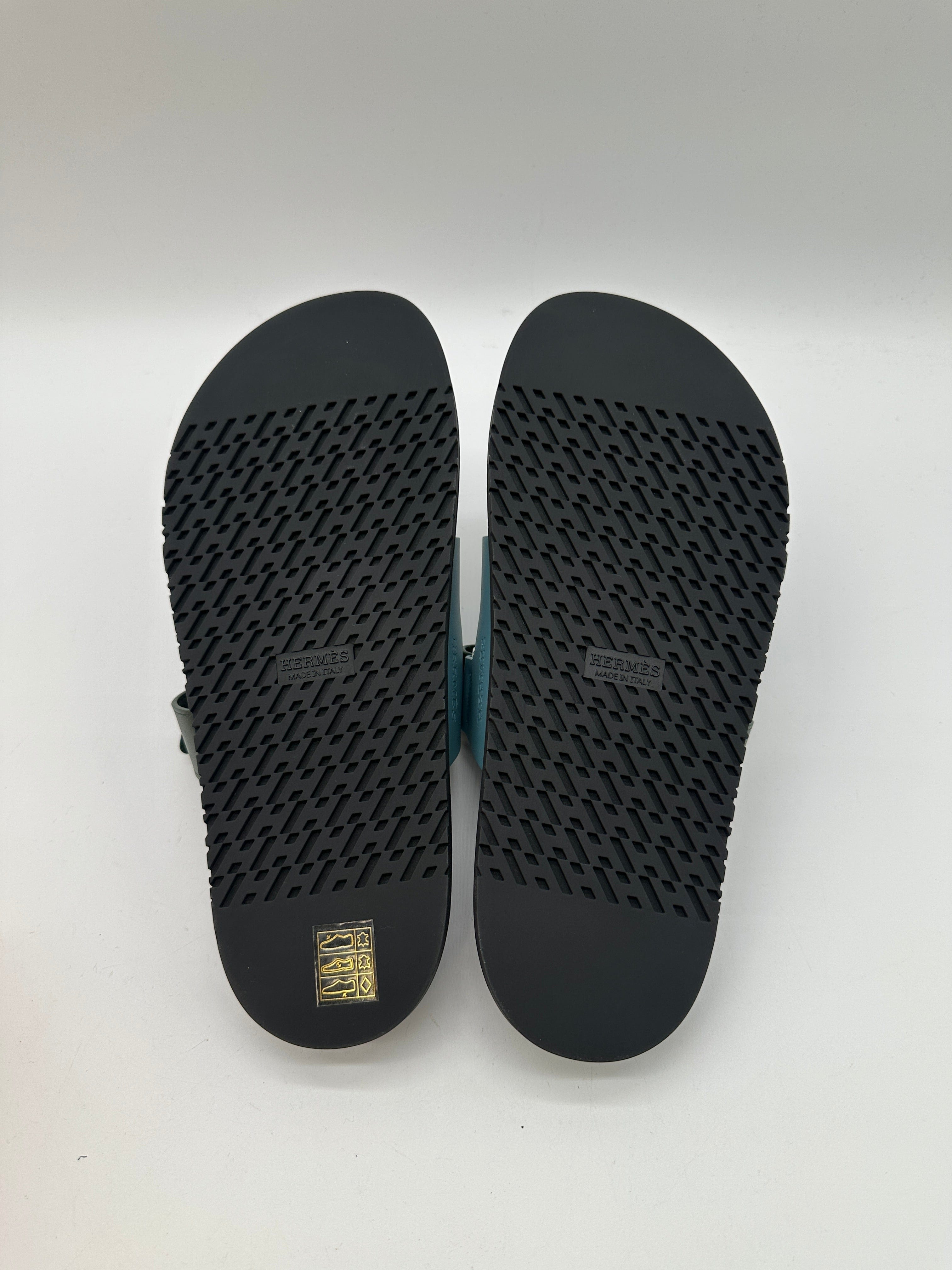 Hermès Hermès Chypre sandal bleu citadin / vert bouteille 405 PCA987