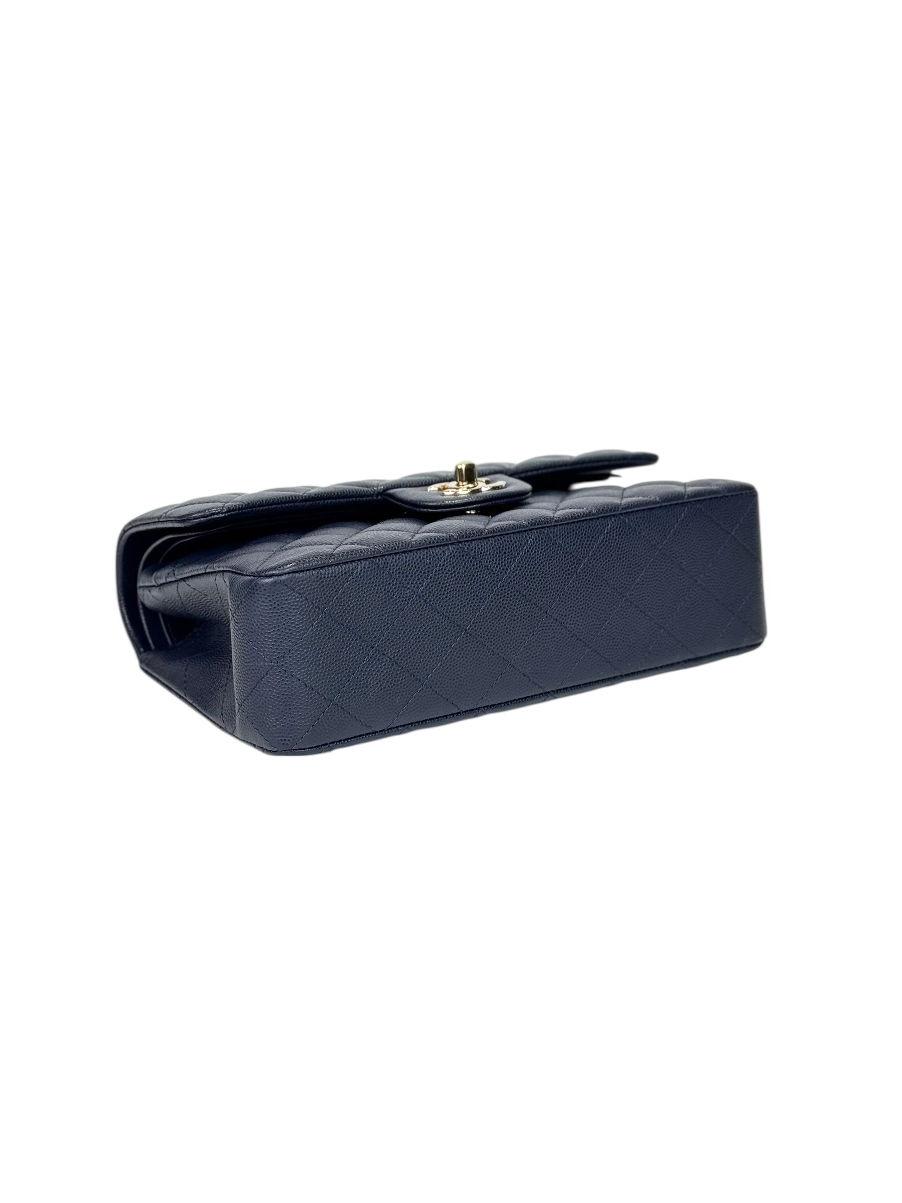 HERMES Chanel Classic Flap Small Blue Bag