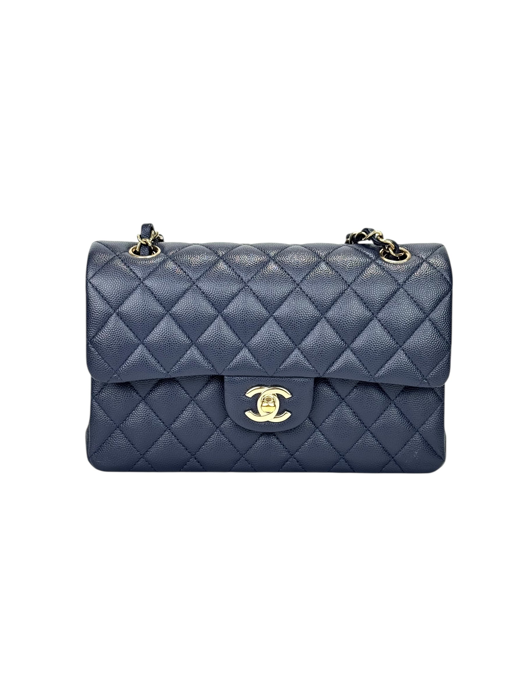 HERMES Chanel Classic Flap Small Blue Bag