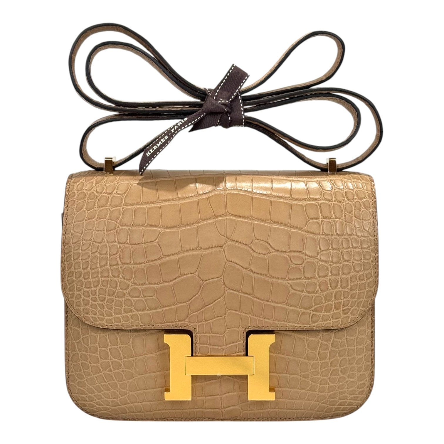 Hermes Hermes Alligator Matt Constance Mini Bag in Chai with GHW