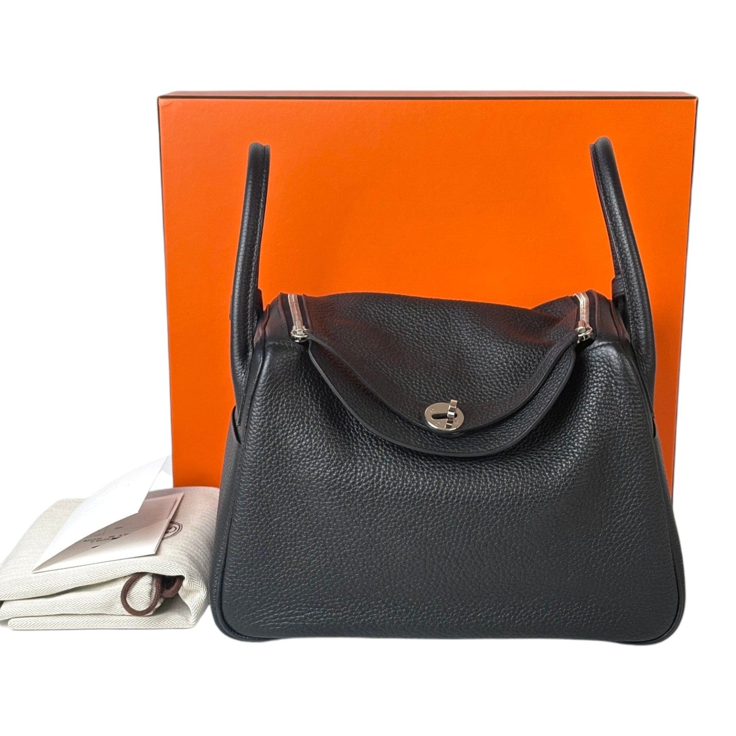 Hermes Hermes Black Lindy 30cm in Clemence with PHW