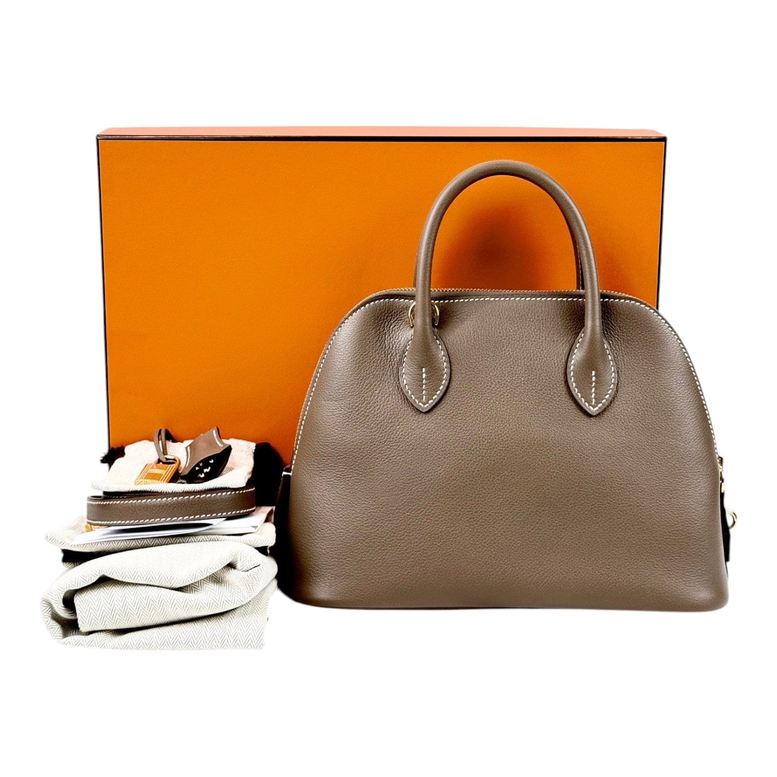 Hermes Hermes Bolide 25cm Bag in Etoupe Evercolor - Full Set