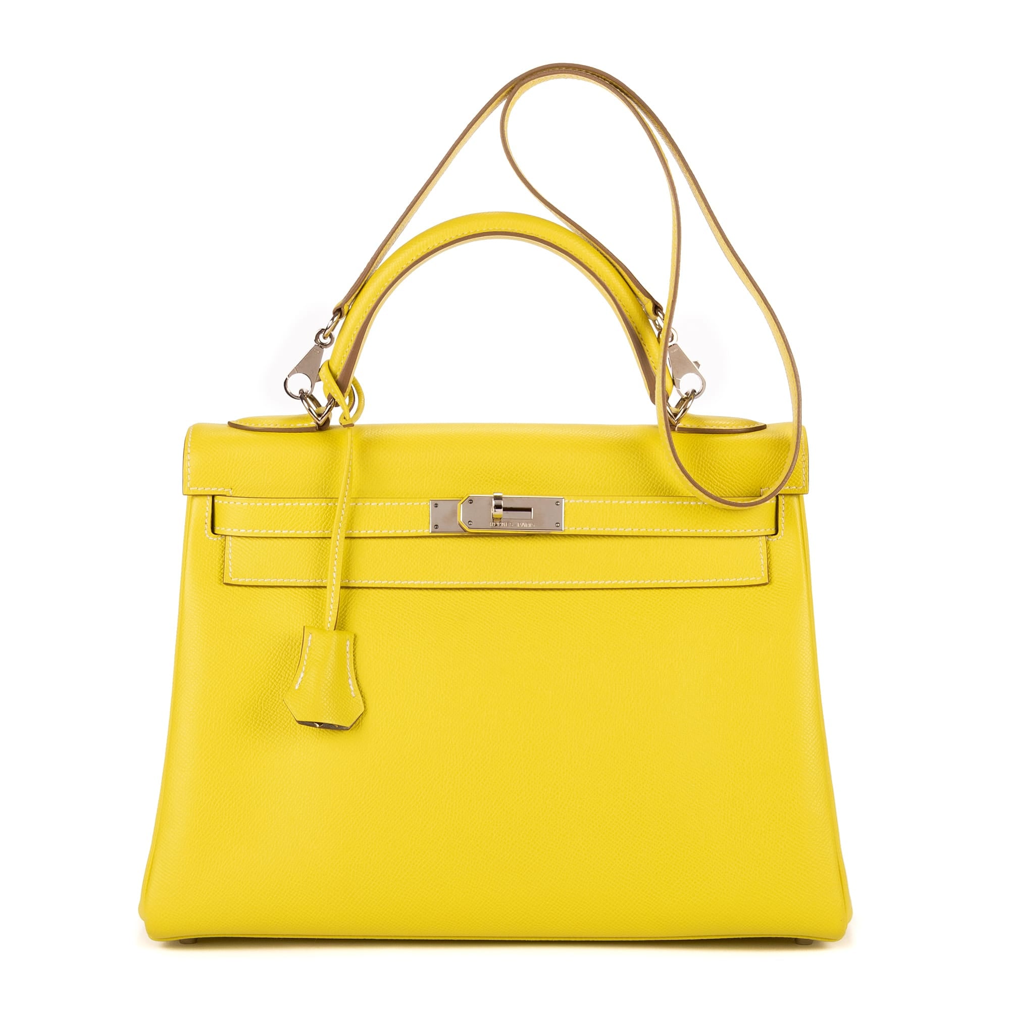Hermès Hermès Bright Lime Yellow/Grey Perle Verso Calf Leather Limited Edition 2011 Candy Kelly OAG8373