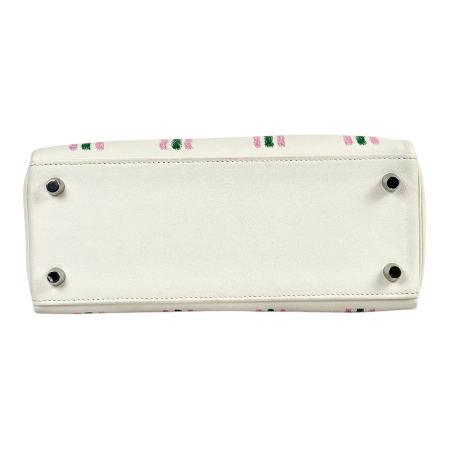 Hermes Hermes Kelly 25 Tartan Light Swift Gris Pale/Bubblegum/Vert Moyen PHW
